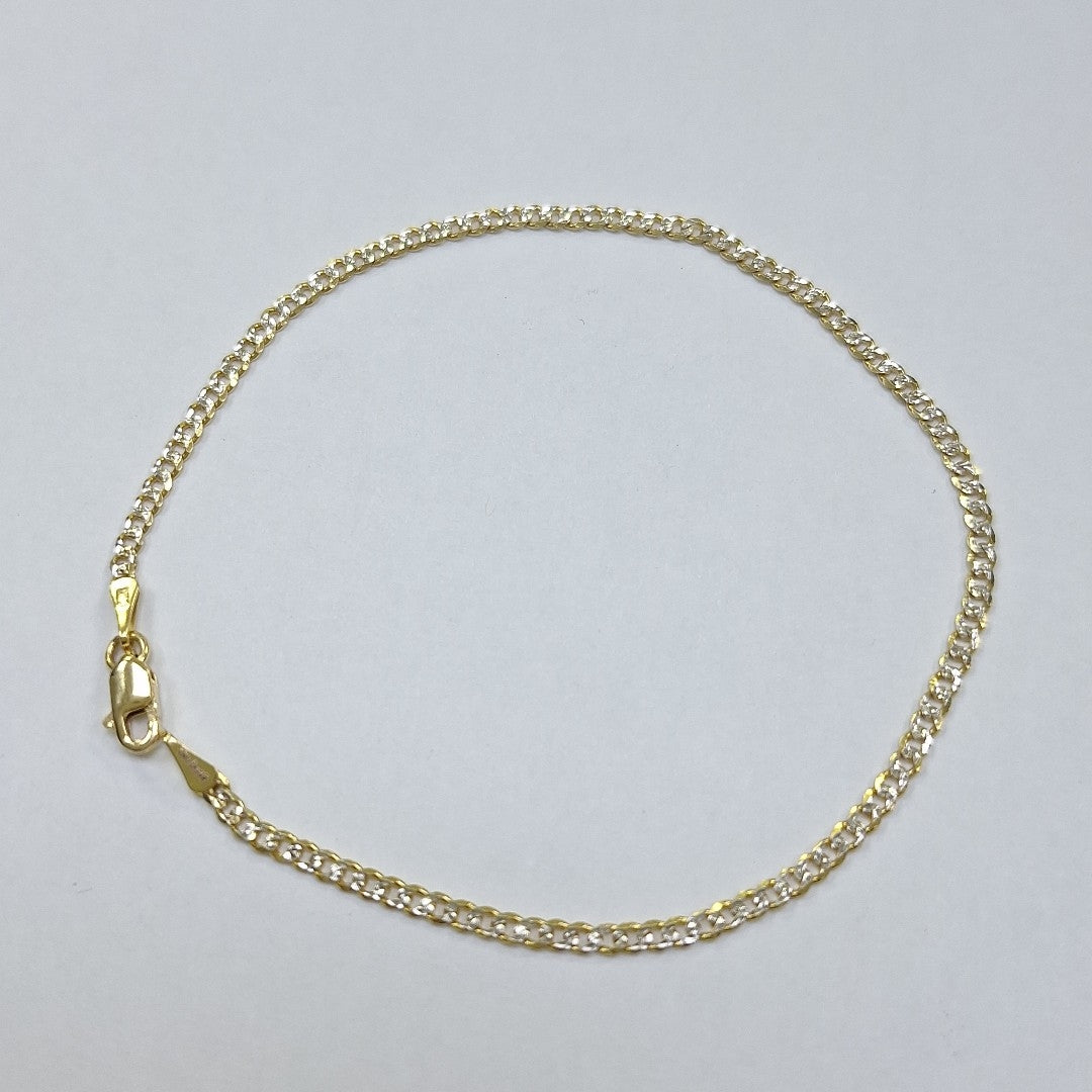 PULSERAS BARBADA DIAMANTADA ORO 14K 18 CM 2.4 GR (NUEVO)
