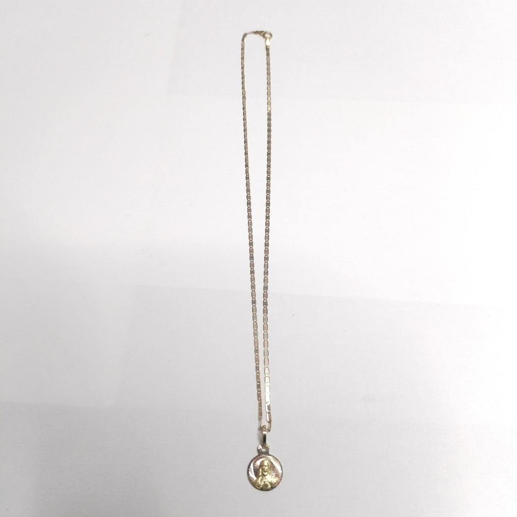 CADENA,MEDALLA RELIGIOSA ORO COMBINADO 14 K 2,10 GRMS (SEMINUEVO)