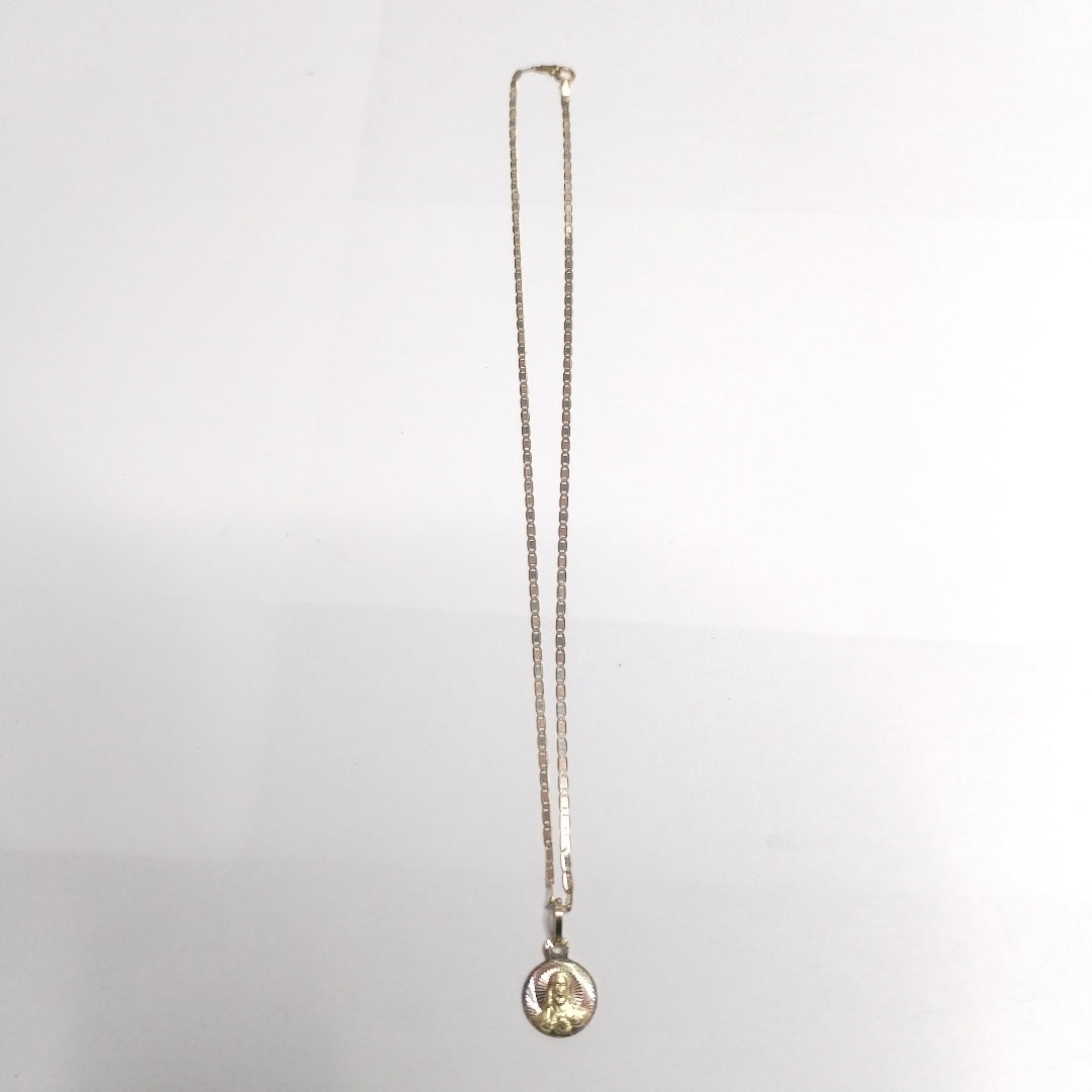CADENA,MEDALLA RELIGIOSA ORO COMBINADO 14 K 2,10 GRMS (SEMINUEVO)