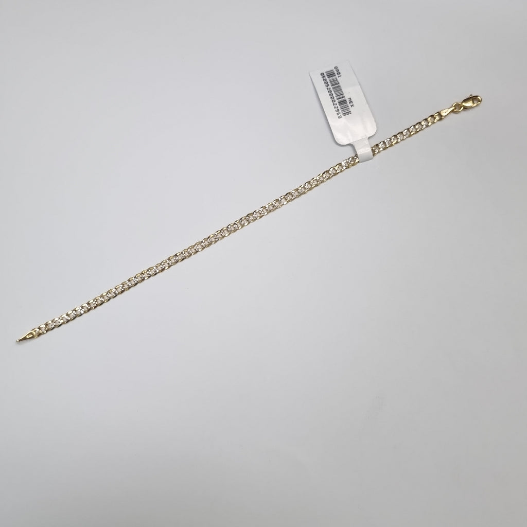 PULSERAS TEJIDO BARBADA DIAMANTADA ORO 14K 18 CM 3.1 GR (NUEVO)