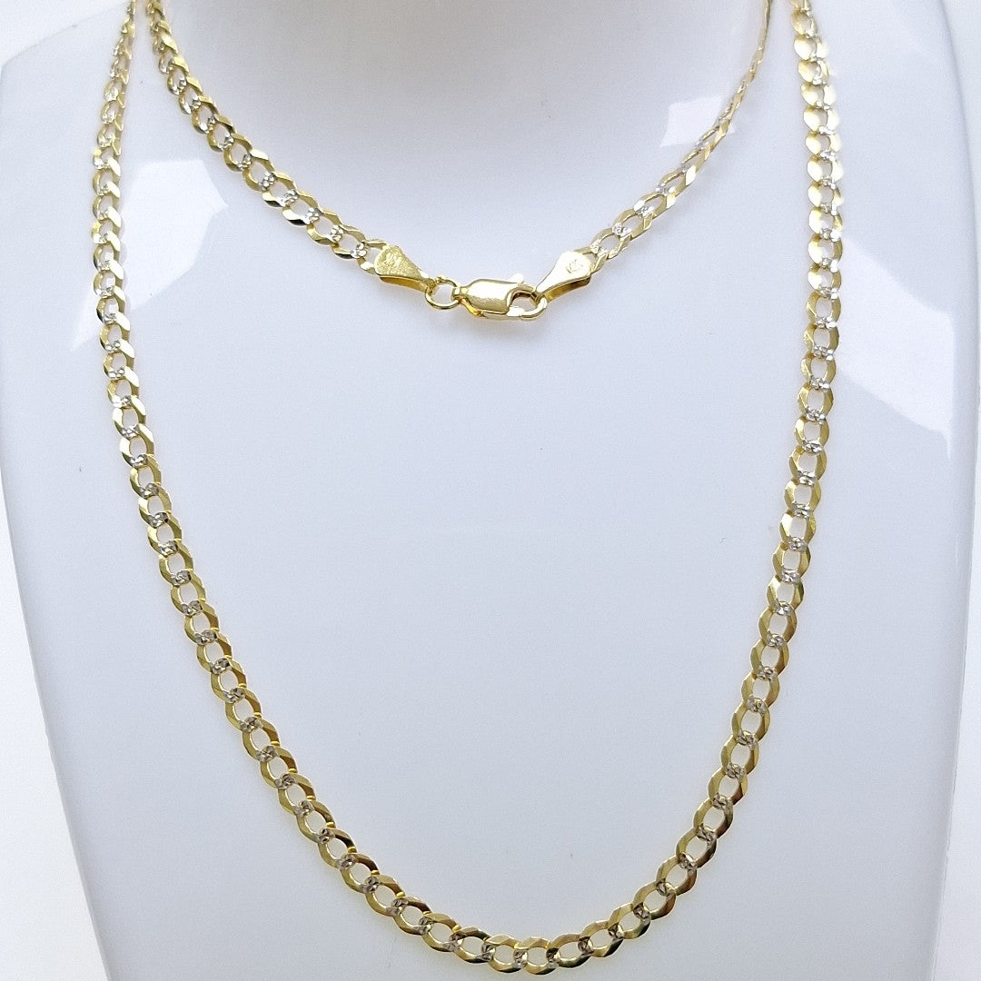 CADENAS BARBADA DIAMANTADA ORO 14K 60 CM 9.5 GR (NUEVO)