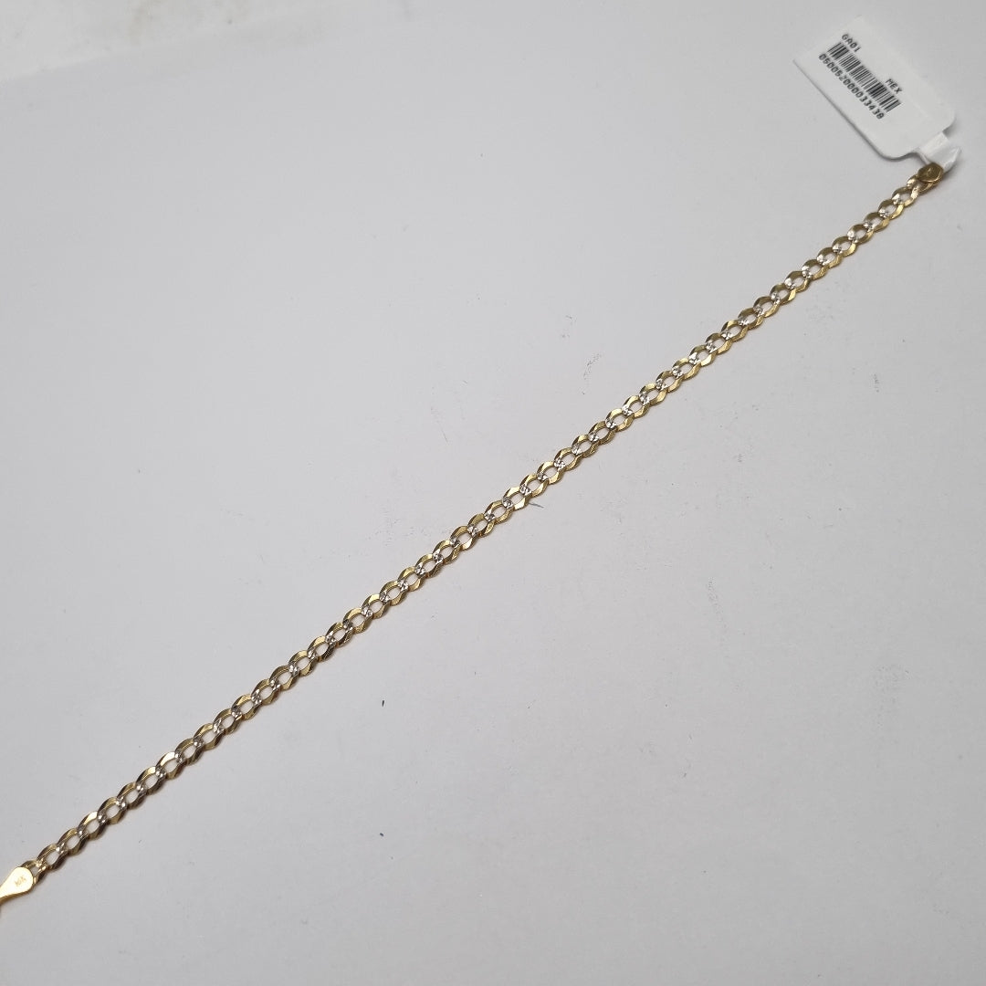 PULSERAS BARBADA DIAMANTADA ORO 14K 21 CM 3.6 GR (NUEVO)