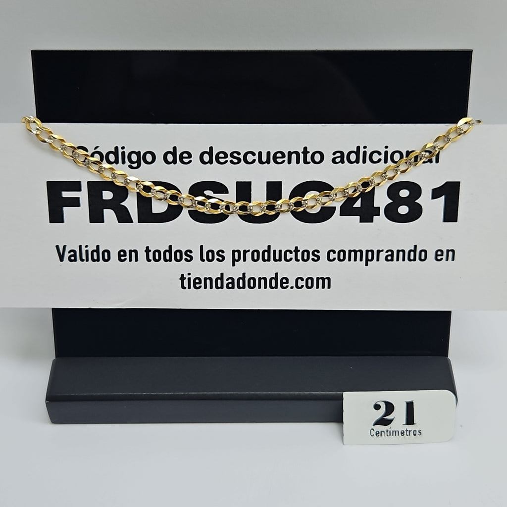 PULSERAS BARBADA DIAMANTADA ORO 14K 21 CM 3.6 GR (NUEVO)