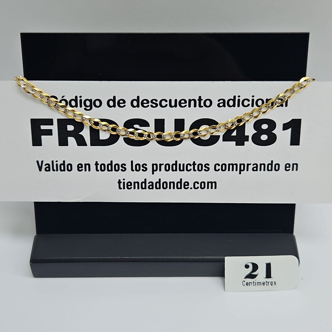 PULSERAS BARBADA DIAMANTADA ORO 14K 21 CM 3.6 GR (NUEVO)