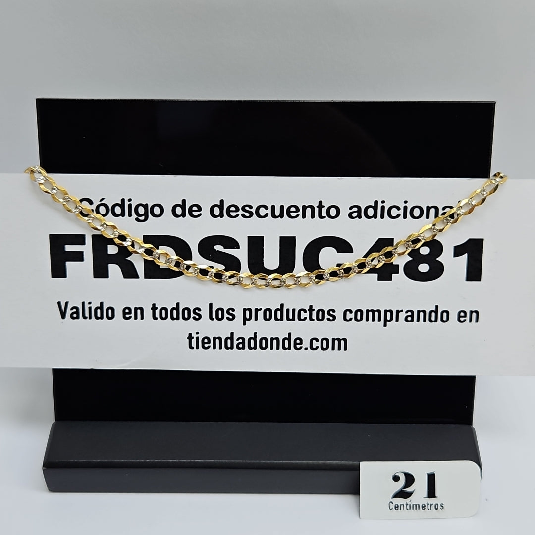 PULSERAS BARBADA DIAMANTADA ORO 14K 21 CM 3.5 GR (NUEVO)