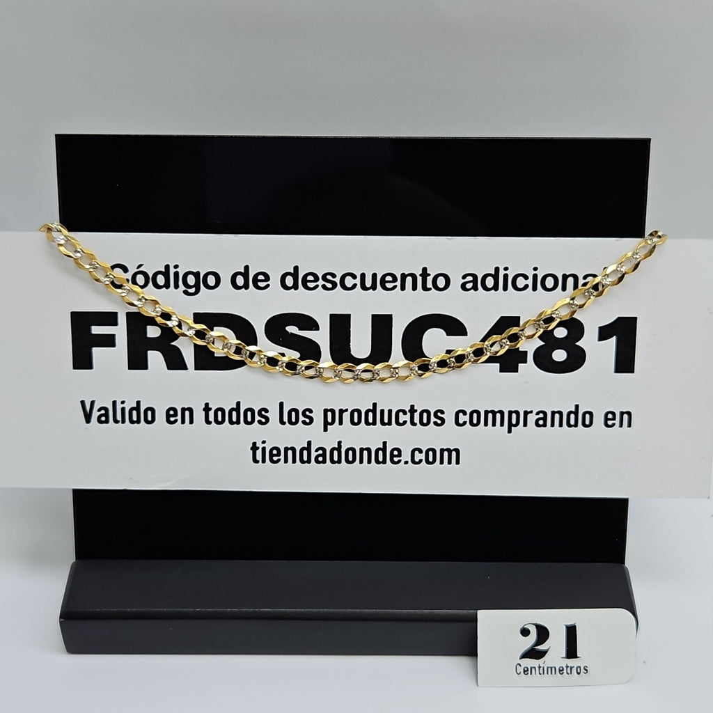 PULSERAS BARBADA DIAMANTADA ORO 14K 21 CM 3.6 GR (NUEVO)