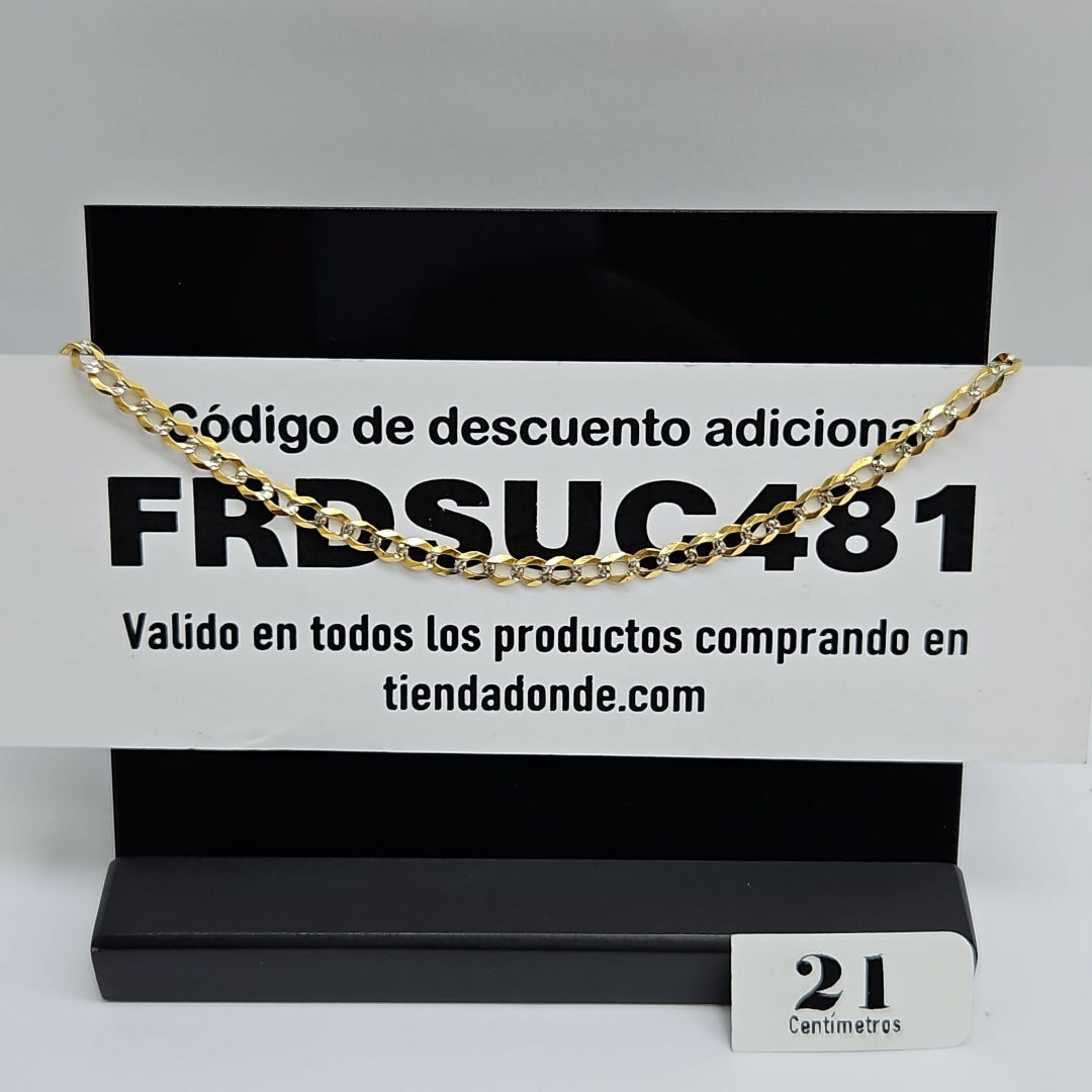 PULSERAS BARBADA DIAMANTADA ORO 14K 21 CM 3.6 GR (NUEVO)