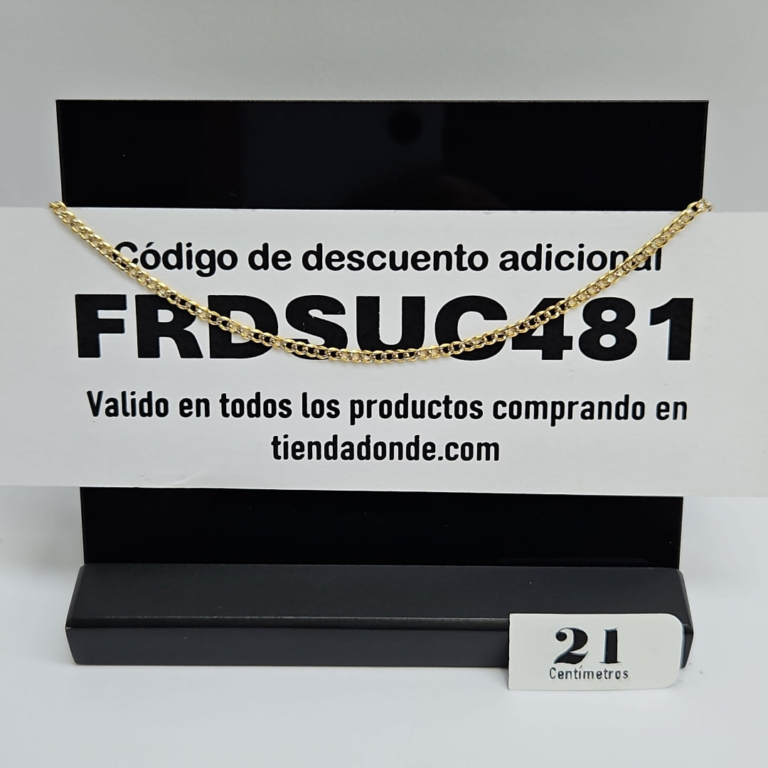 PULSERAS BARBADA DIAMANTADA ORO 14K 18 CM 2.5 GR (NUEVO)