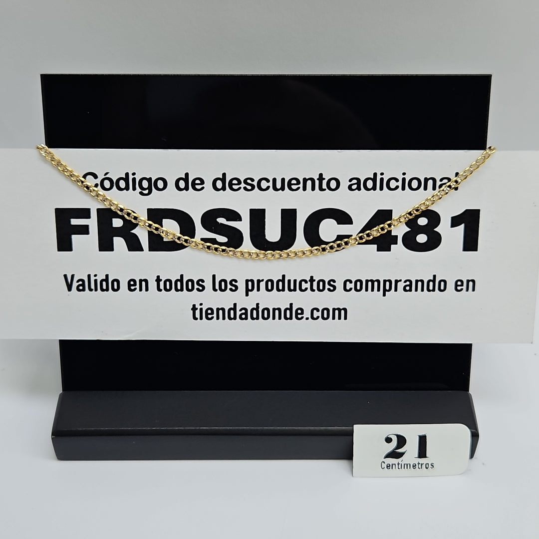PULSERAS BARBADA DIAMANTADA ORO 14K 18 CM 2.4 GR (NUEVO)
