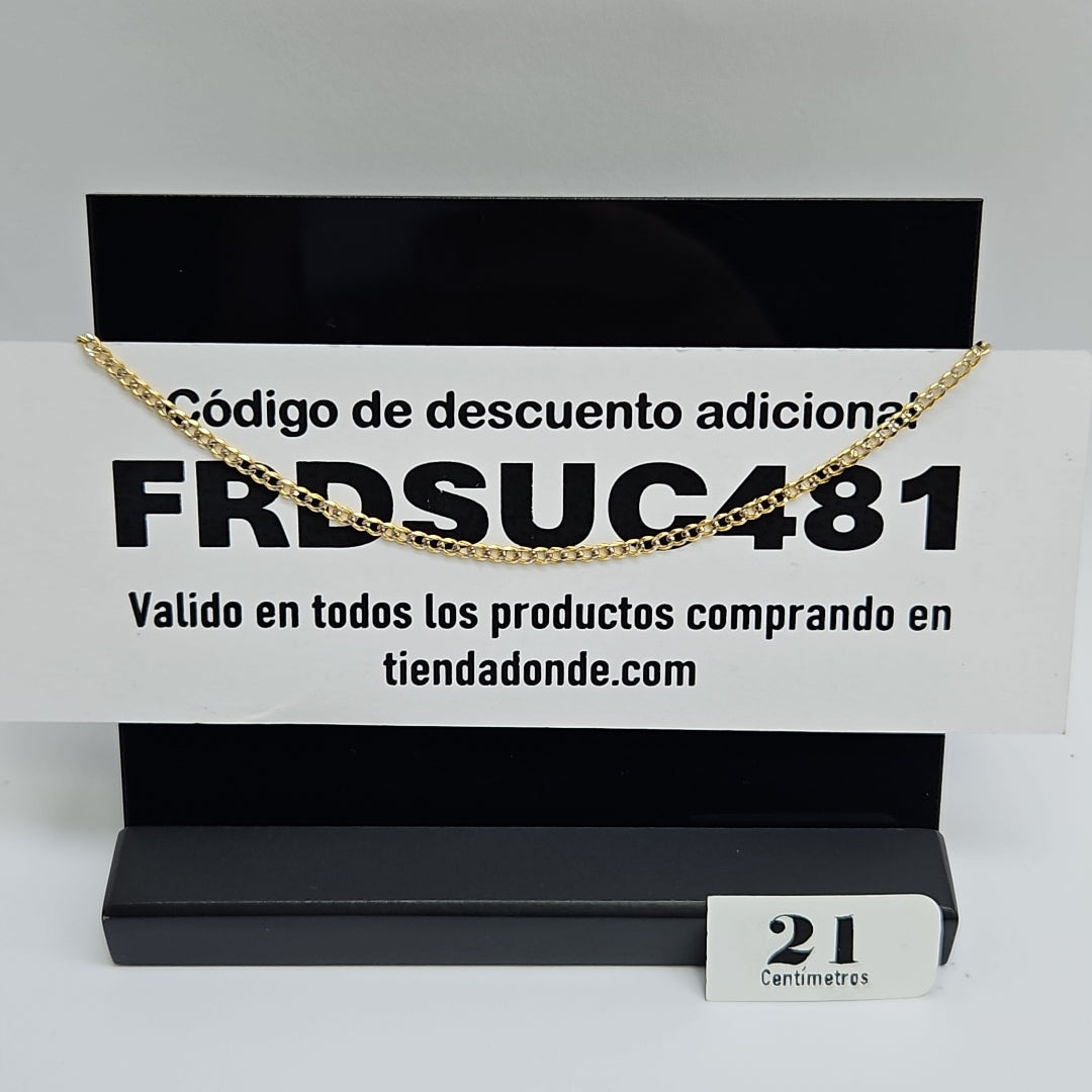 PULSERAS BARBADA DIAMANTADA ORO 14K 18 CM 2.4 GR (NUEVO)