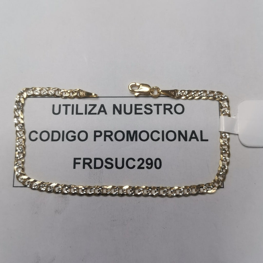 PULSERAS TEJIDO BARBADA DIAMANTADA ORO 14K 18 CM 3.2 GR (NUEVO)