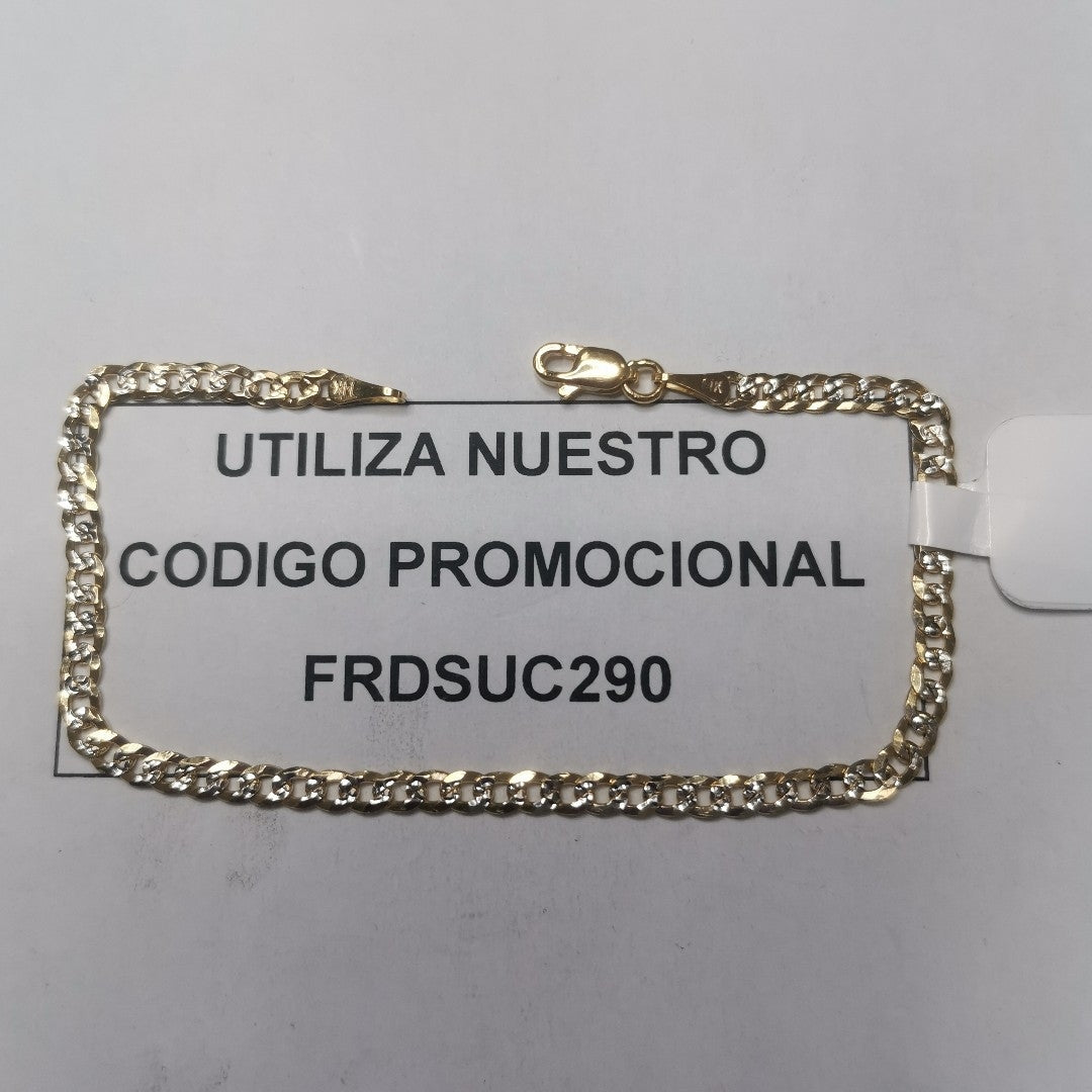 PULSERAS TEJIDO BARBADA DIAMANTADA ORO 14K 18 CM 3.2 GR (NUEVO)