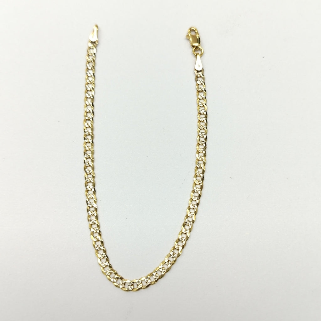 PULSERAS TEJIDO BARBADA DIAMANTADA ORO 14K 18 CM 3.2 GR (NUEVO)