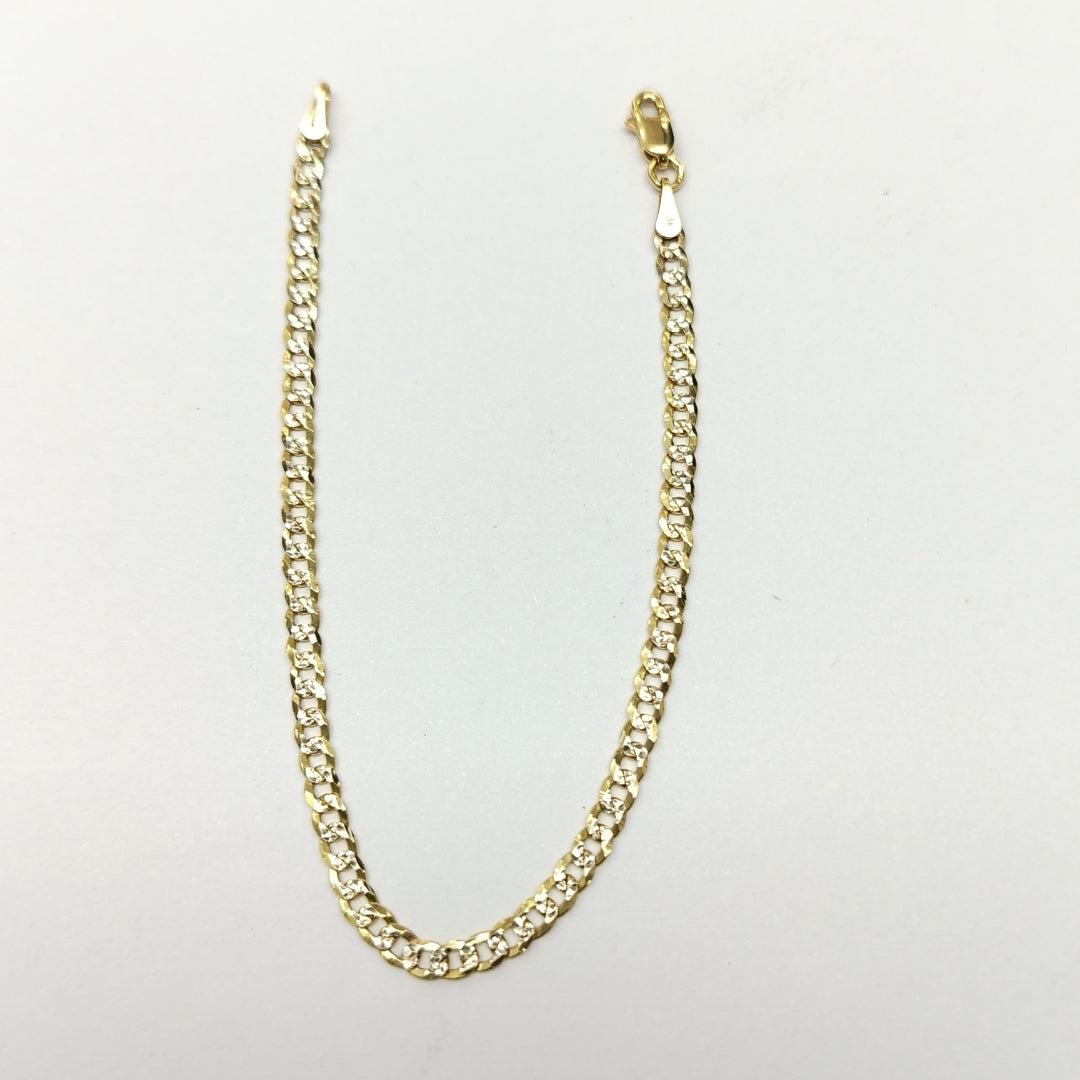 PULSERAS TEJIDO BARBADA DIAMANTADA ORO 14K 18 CM 3.2 GR (NUEVO)