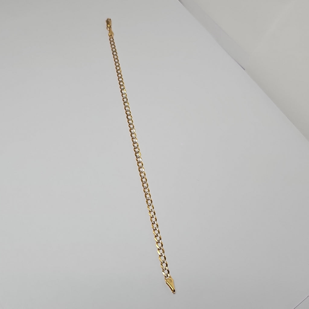 PULSERAS BARBADA DIAMANTADA ORO 14K 21 CM 3.6 GR (NUEVO)
