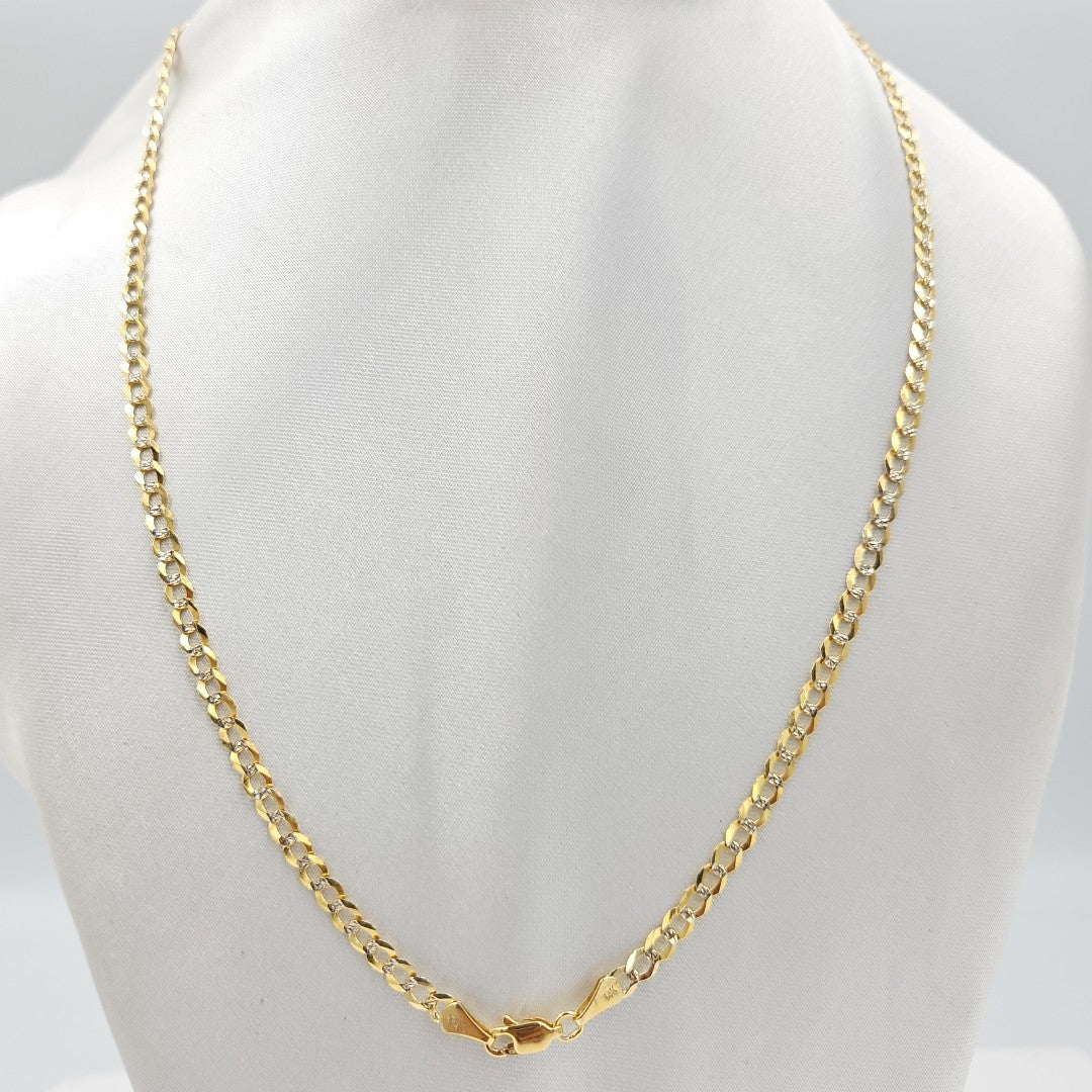 CADENAS BARBADA DIAMANTADA ORO 14K 55 CM 8.9 GR (NUEVO)