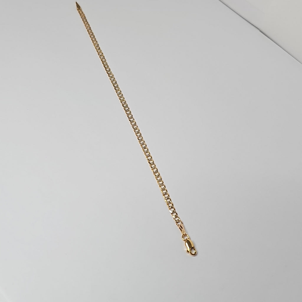 PULSERAS TEJIDO BARBADA DIAMANTADA ORO 14K 18 CM 3.1 GR (NUEVO)