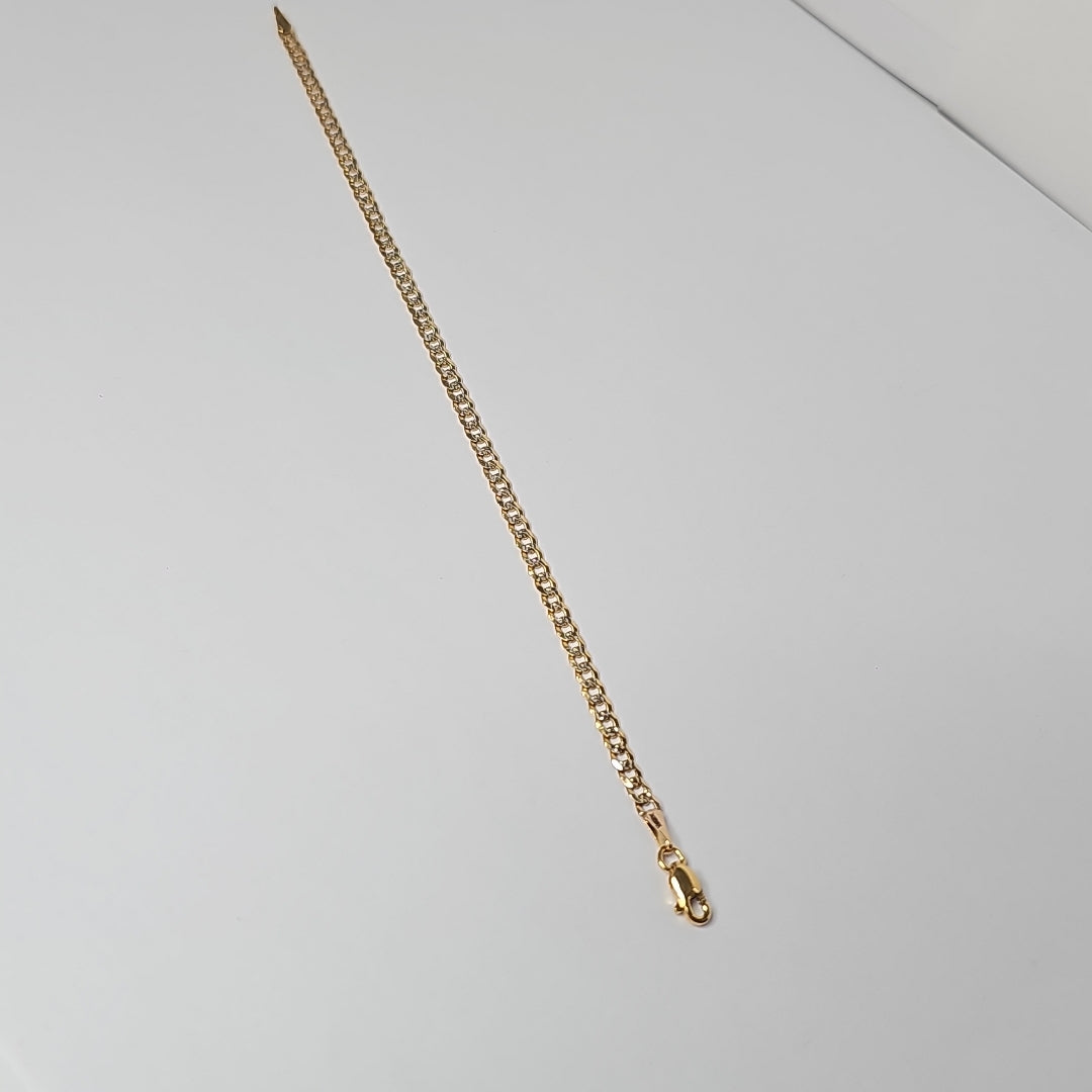 PULSERAS TEJIDO BARBADA DIAMANTADA ORO 14K 18 CM 3.1 GR (NUEVO)