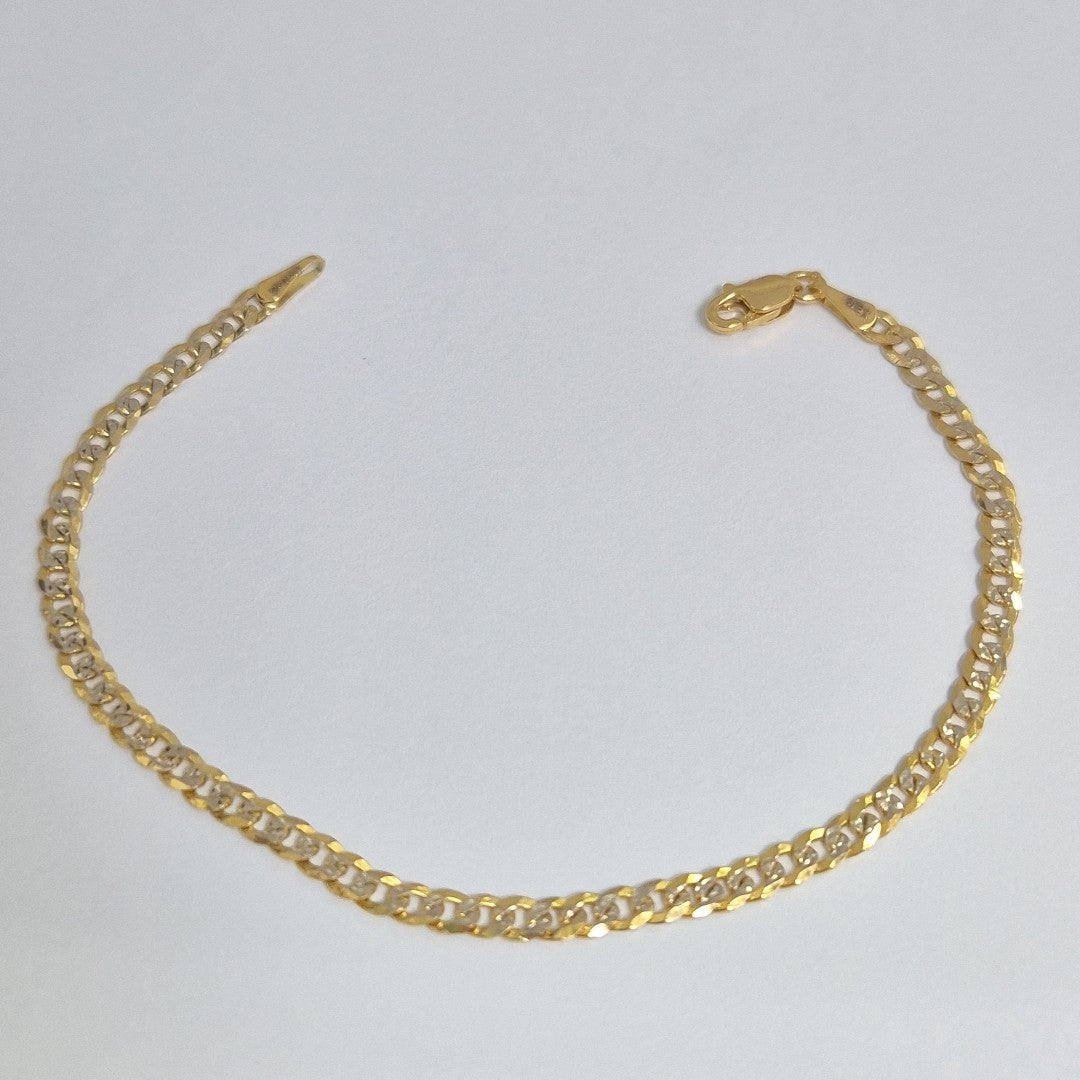 PULSERAS TEJIDO BARBADA DIAMANTADA ORO 14K 18 CM 3.1 GR (NUEVO)