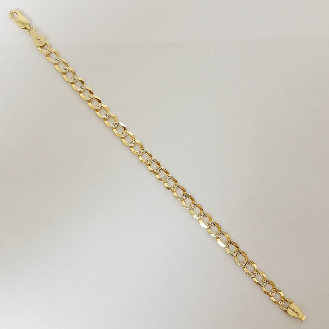 PULSERAS TEJIDO BARBADA DIAMANTADA ORO 14K 16 CM 5.7 GR (NUEVO)