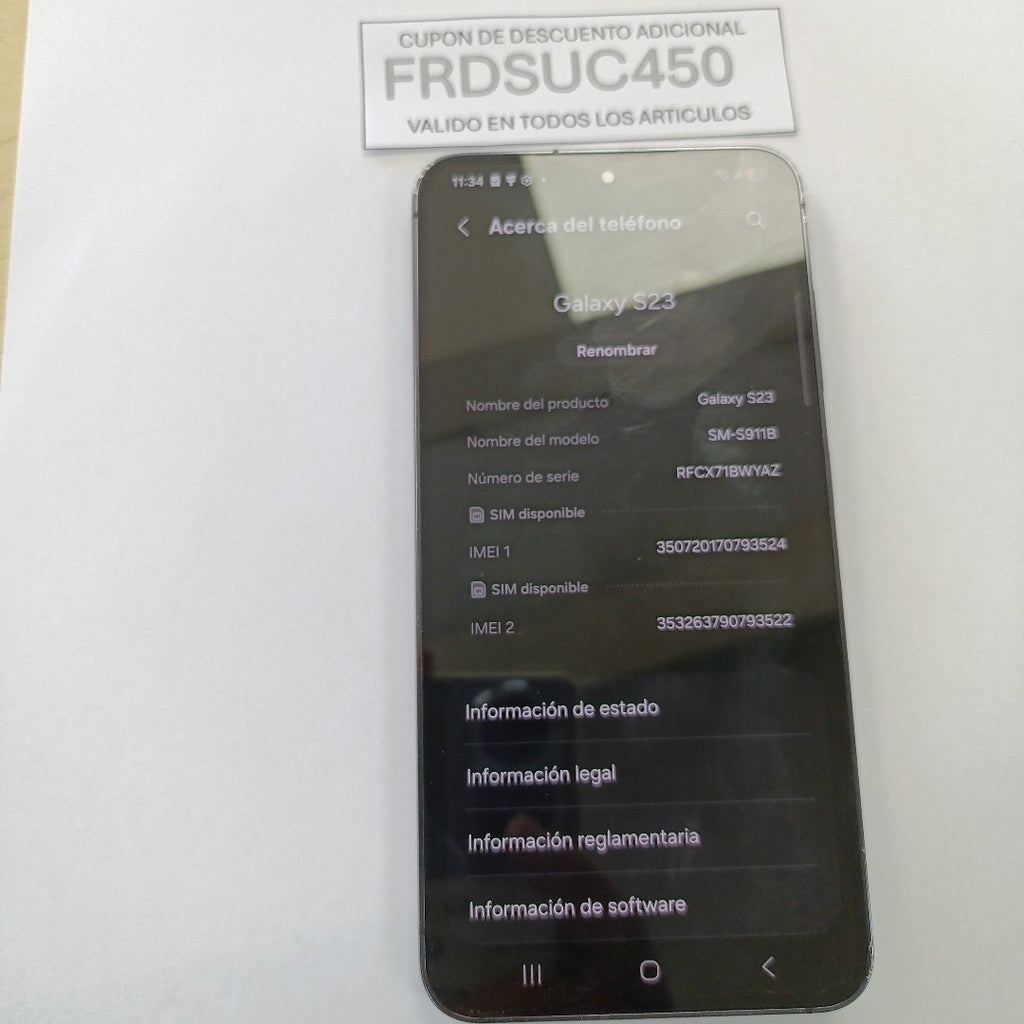 CELULAR SAMSUNG GALAXY S23 SM-S911B 128 GB 8 GB RAM (SEMINUEVO)