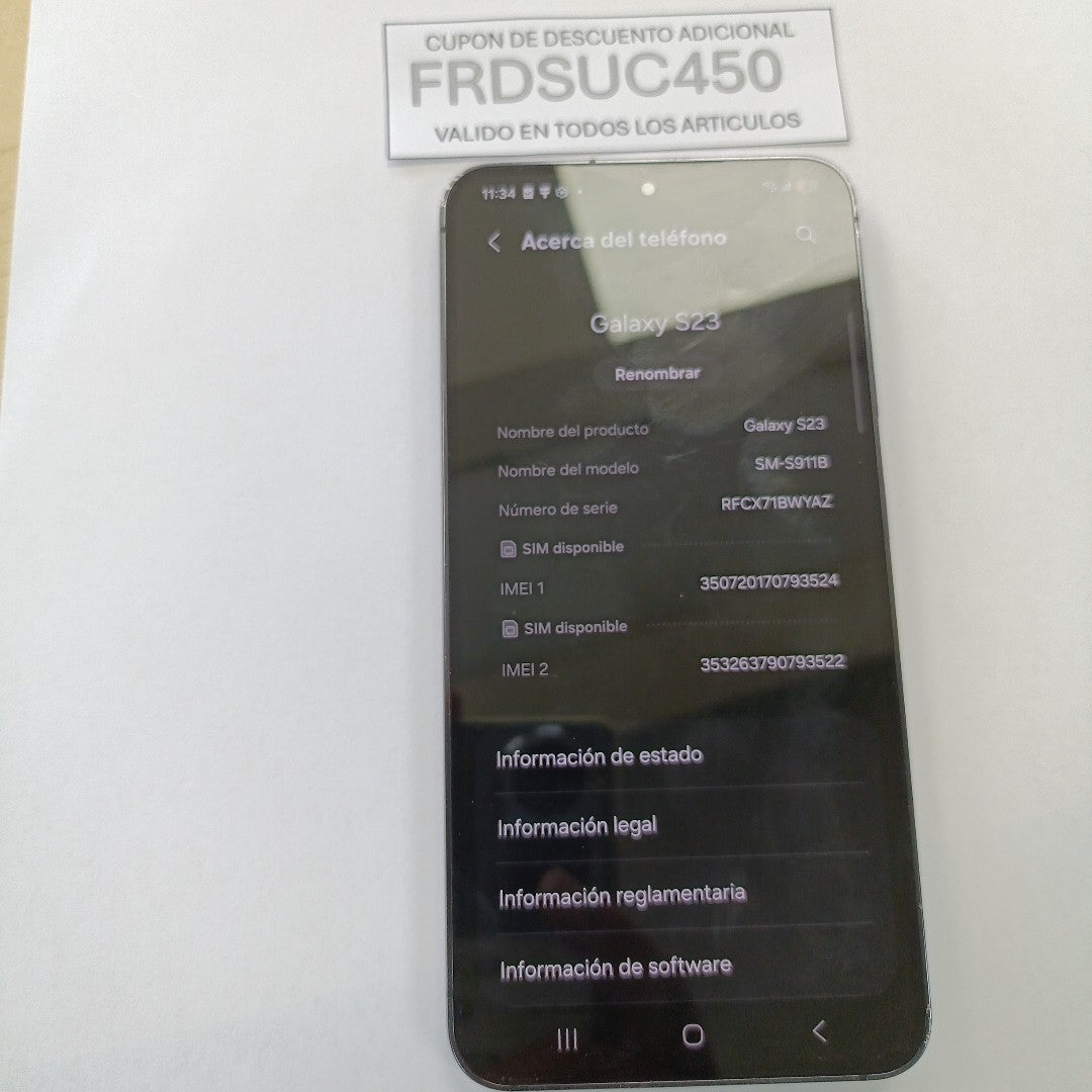 CELULAR SAMSUNG GALAXY S23 SM-S911B 128 GB 8 GB RAM (SEMINUEVO)