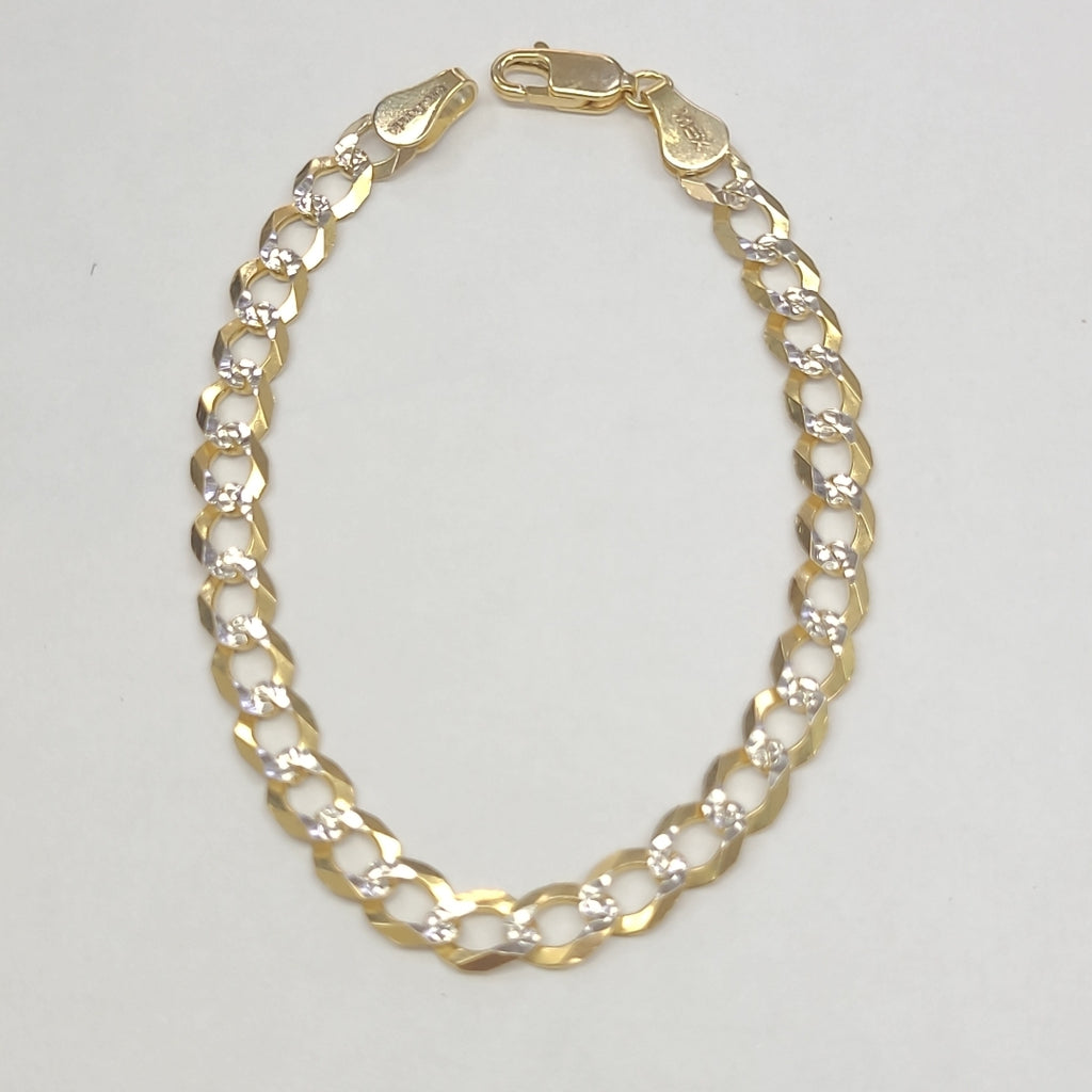 PULSERAS TEJIDO BARBADA DIAMANTADA ORO 14K 16 CM 5.5 GR (NUEVO)