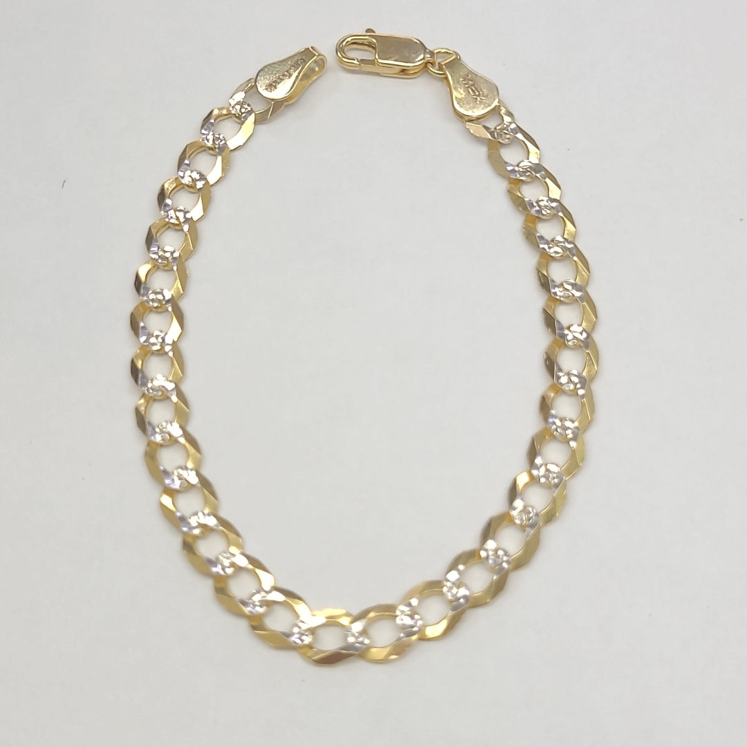 PULSERAS TEJIDO BARBADA DIAMANTADA ORO 14K 16 CM 5.5 GR (NUEVO)