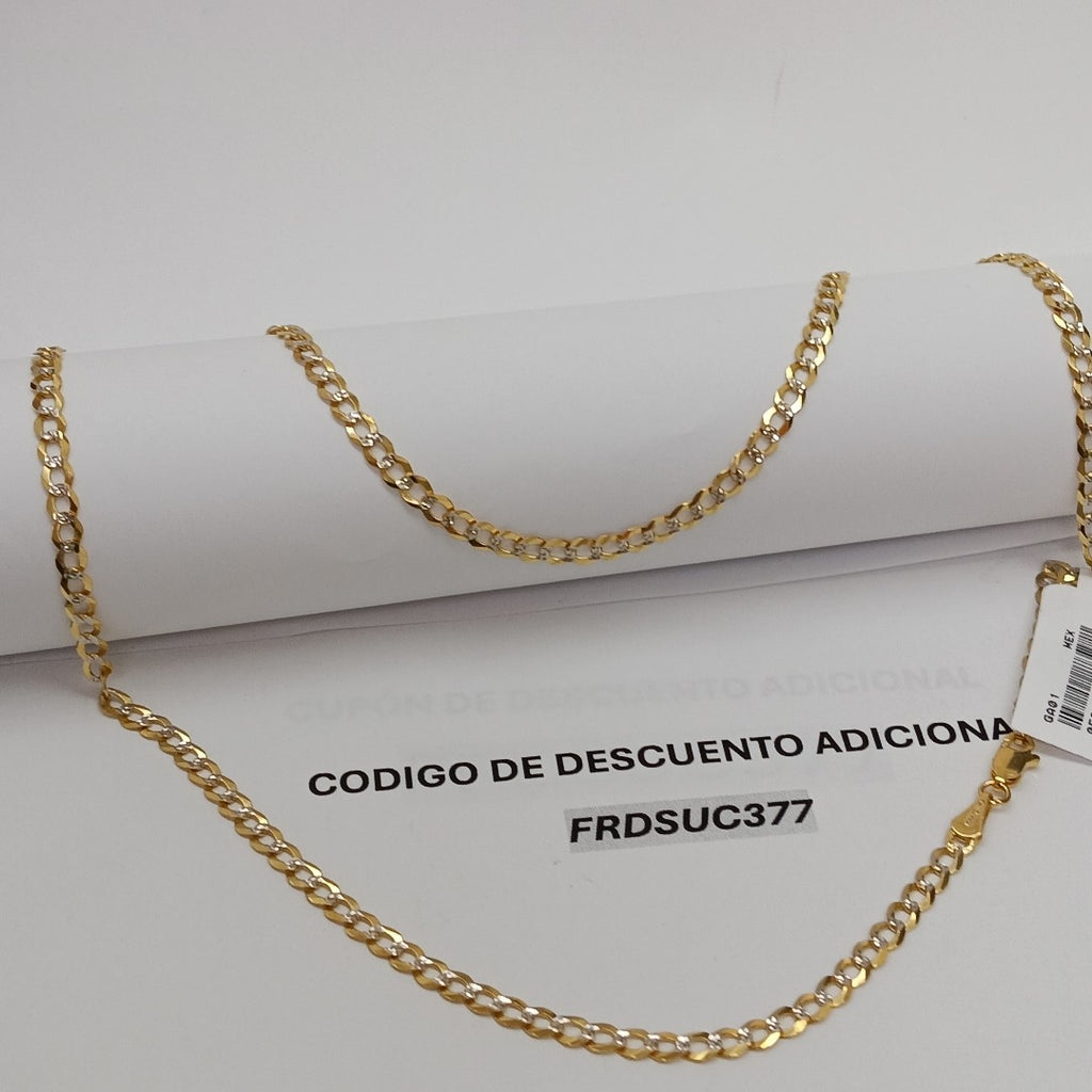 CADENAS BARBADA DIAMANTADA ORO 14K 60 CM 9.5 GR (NUEVO)