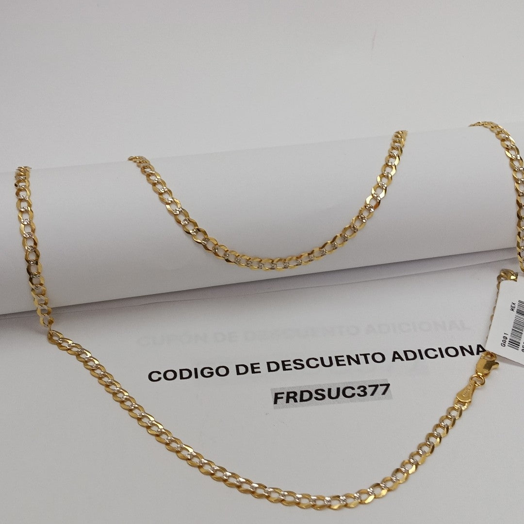 CADENAS BARBADA DIAMANTADA ORO 14K 60 CM 9.5 GR (NUEVO)