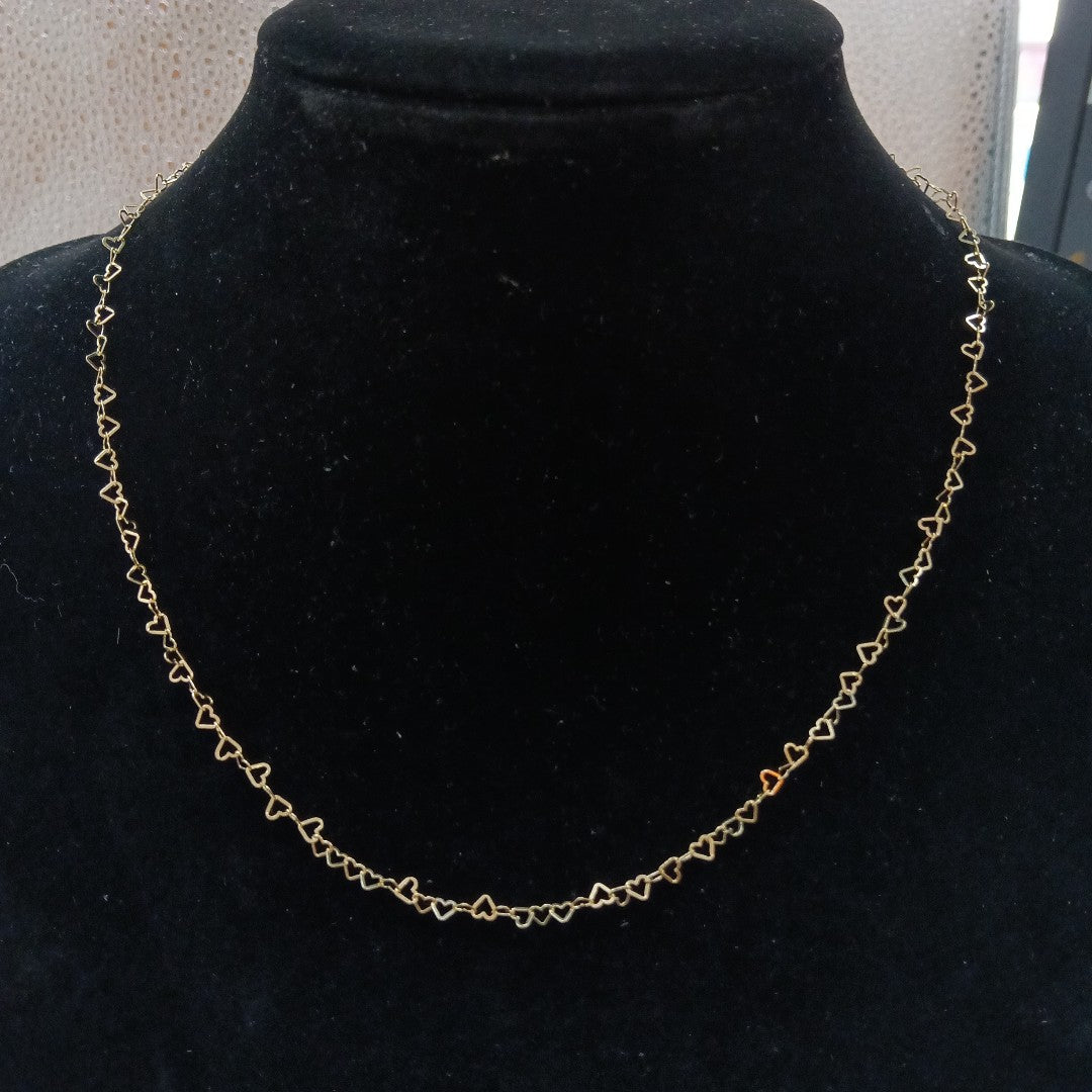 CADENAS TEJIDO CORAZONES ORO 10K 50 CM 2.5 GR (NUEVO)
