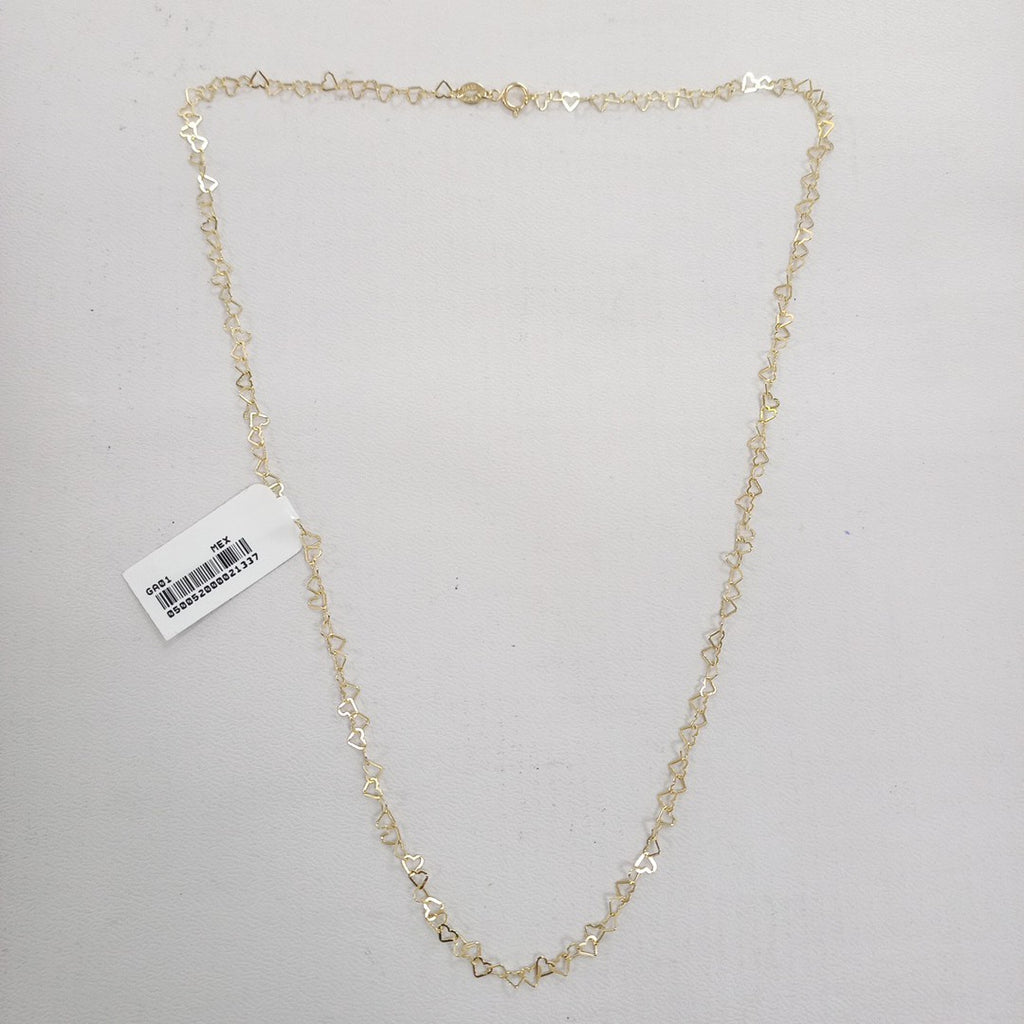 CADENAS TEJIDO CORAZONES ORO 10K 50 CM 2.4 GR (NUEVO)
