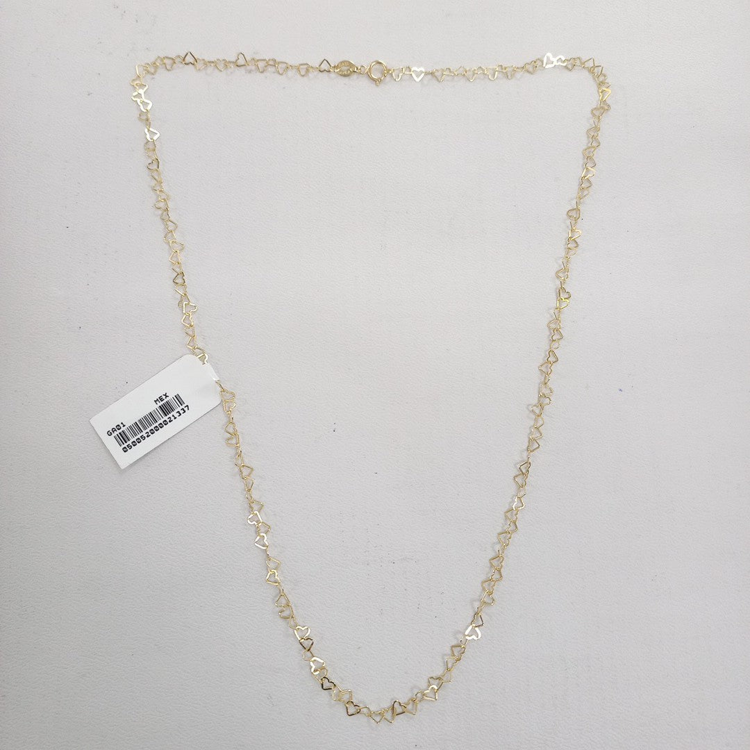 CADENAS TEJIDO CORAZONES ORO 10K 50 CM 2.4 GR (NUEVO)