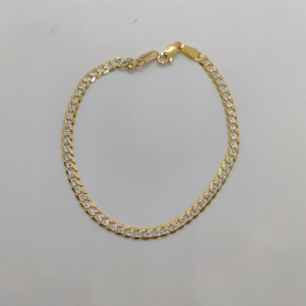 PULSERAS TEJIDO BARBADA DIAMANTADA ORO 14K 21 CM 5.1 GR (NUEVO)
