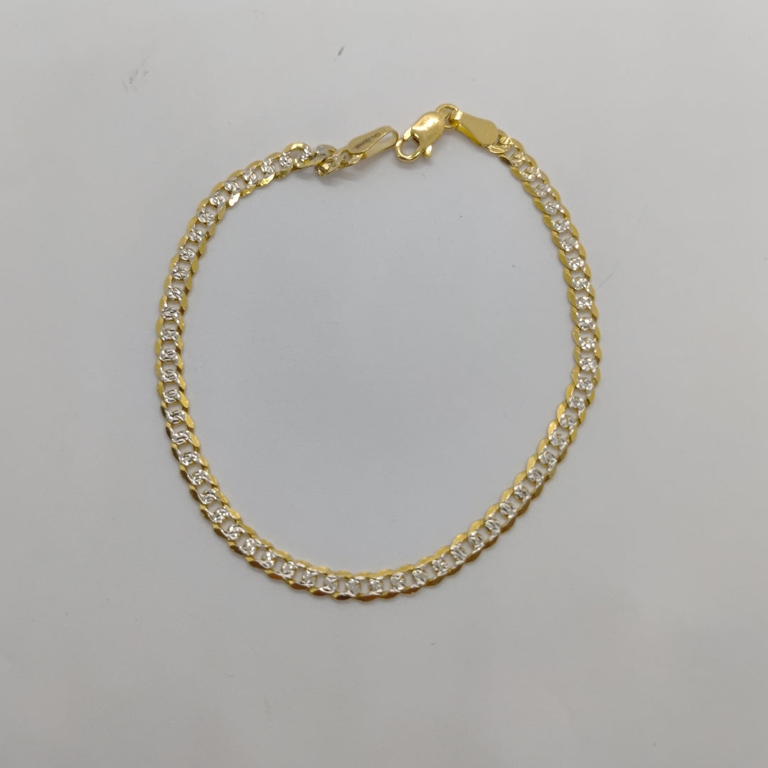 PULSERAS TEJIDO BARBADA DIAMANTADA ORO 14K 21 CM 5.1 GR (NUEVO)