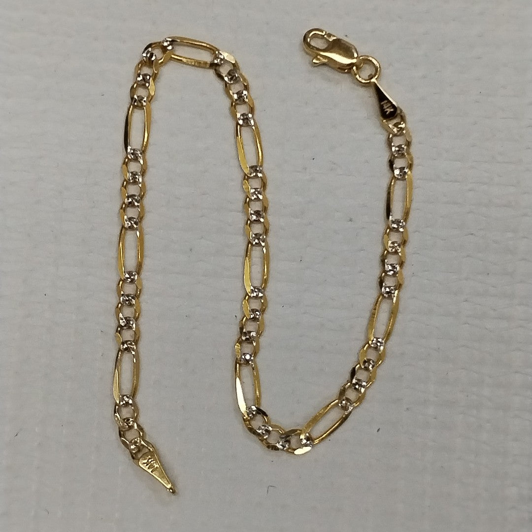 PULSERAS 3X1 DIAMANTADA ORO 14K 18 CM 3 GR (NUEVO)