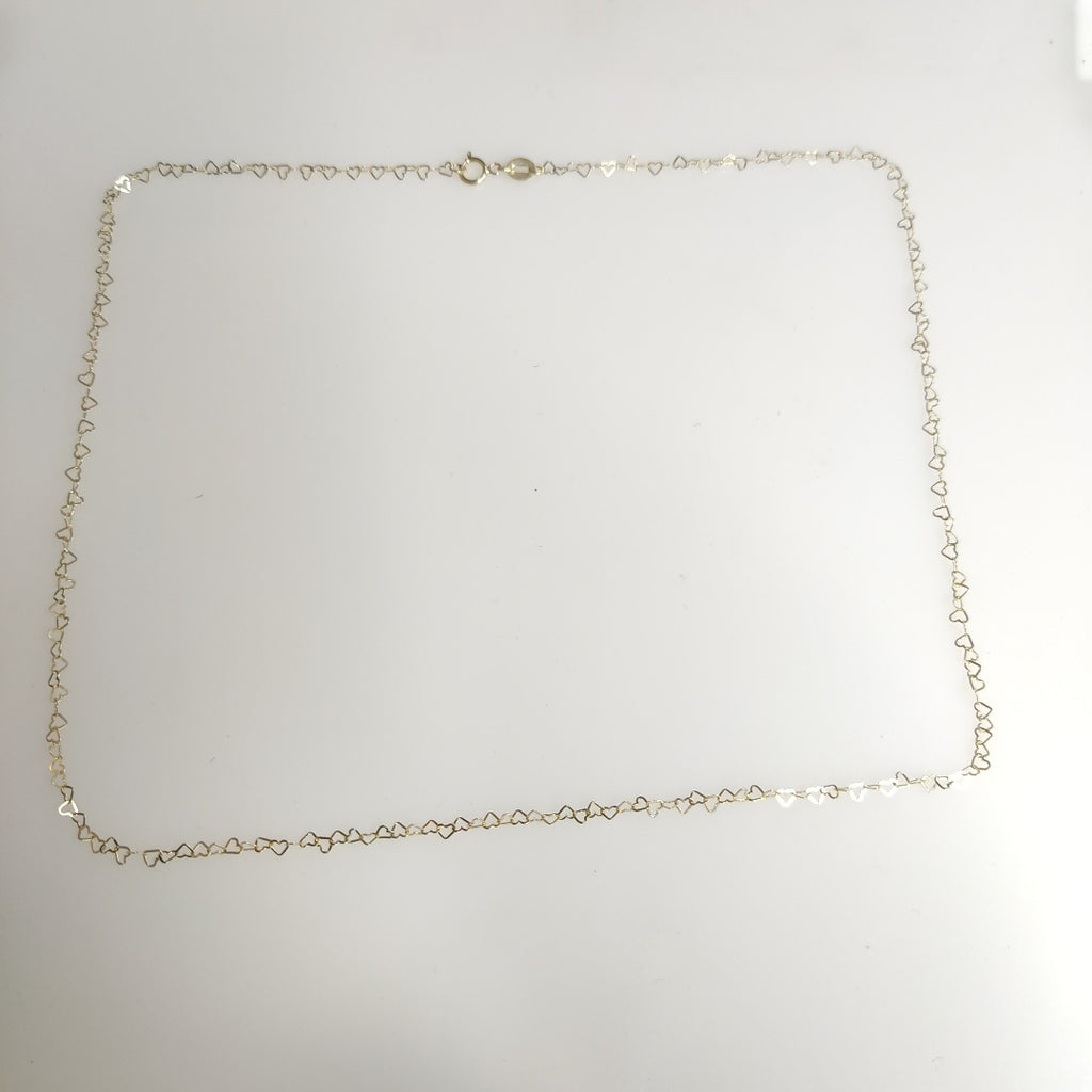 CADENAS TEJIDO CORAZONES ORO 10K 50 CM 1.4 GR (NUEVO)