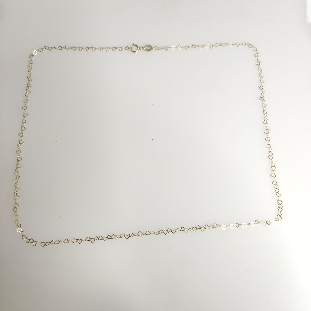 CADENAS TEJIDO CORAZONES ORO 10K 50 CM 1.4 GR (NUEVO)