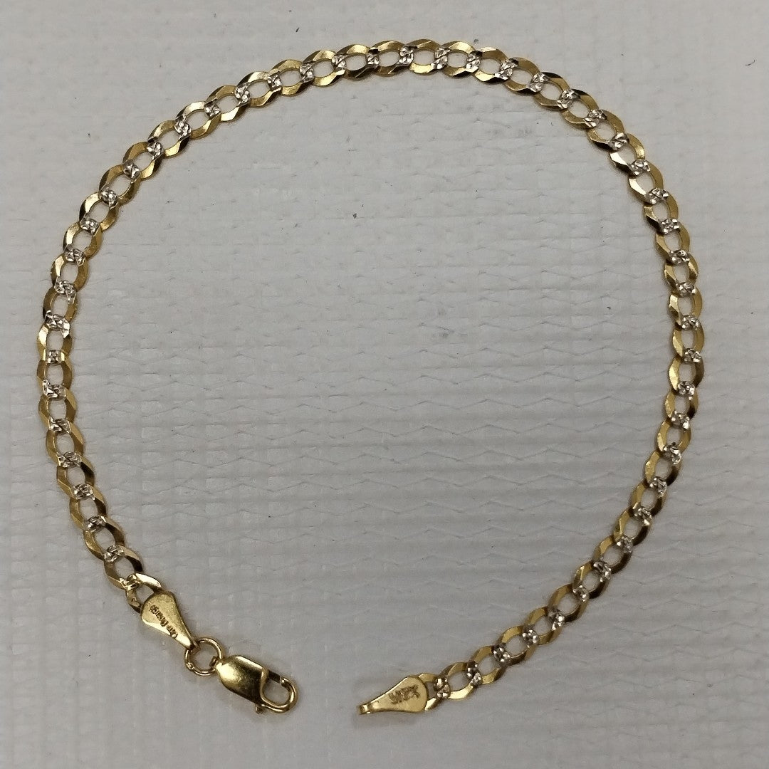 PULSERAS BARBADA DIAMANTADA ORO 14K 21 CM 3.6 GR (NUEVO)