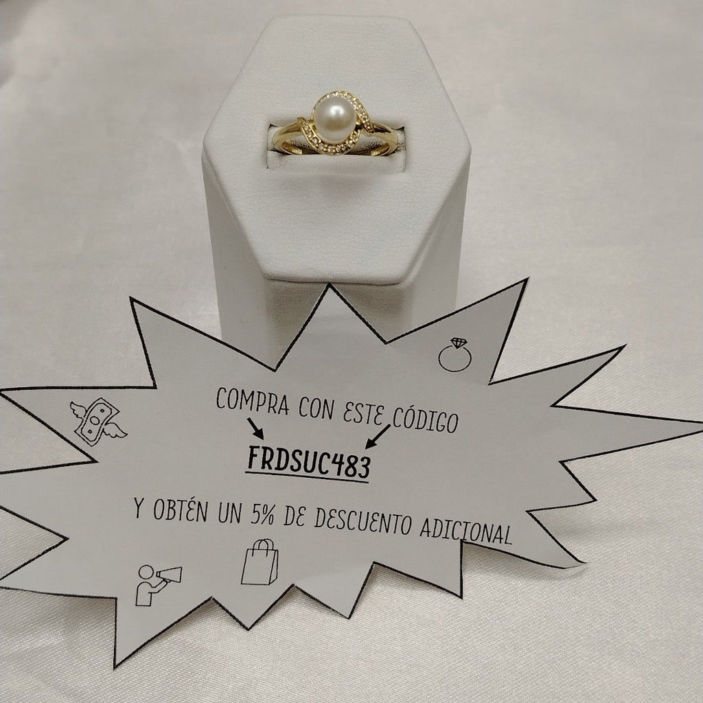 ANILLOS CIRCONIAS Y PERLA ORO 10K TALLA 8 2.1 GR (NUEVO)
