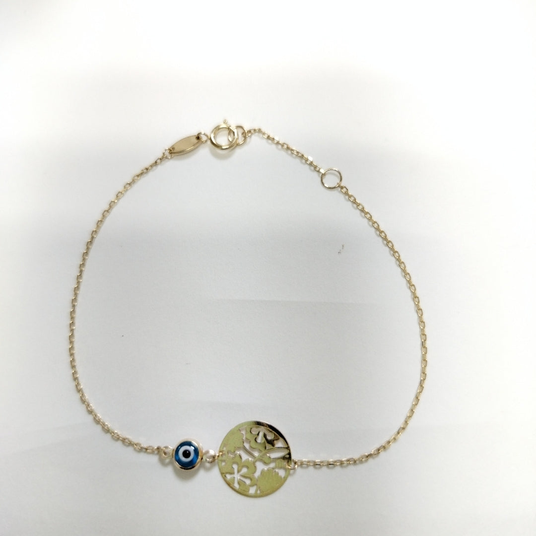 PULSERAS TEJIDO ESPECIAL C/DIJE ORO 10K 18 CM 0.8 GR (NUEVO)