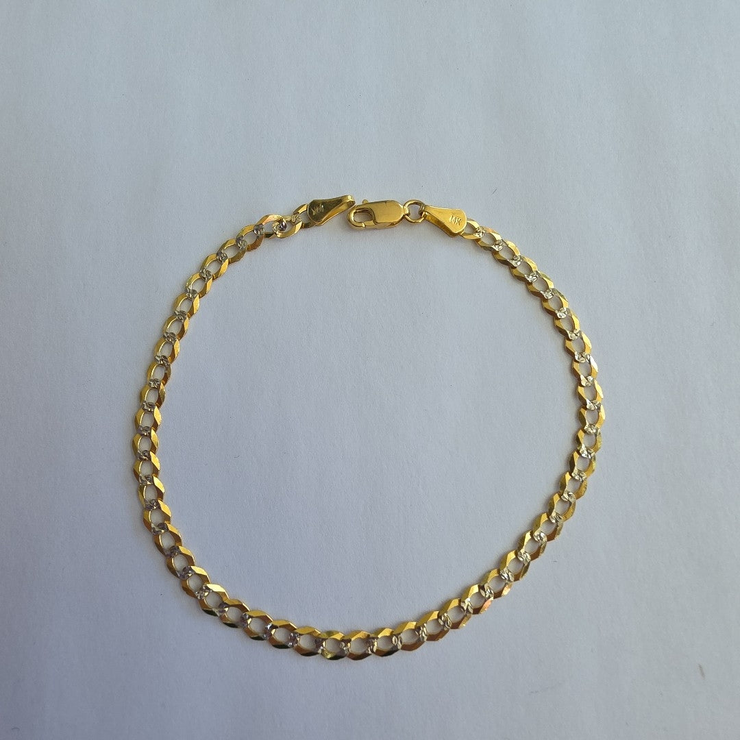 PULSERAS BARBADA DIAMANTADA ORO 14K 21 CM 3.6 GR (NUEVO)