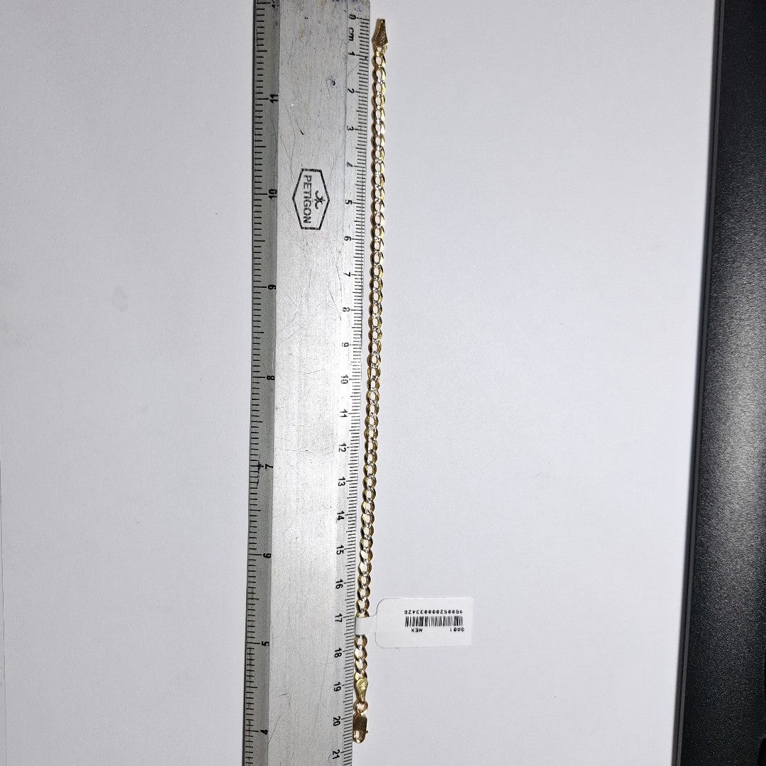 PULSERAS BARBADA DIAMANTADA ORO 14K 21 CM 3.6 GR (NUEVO)