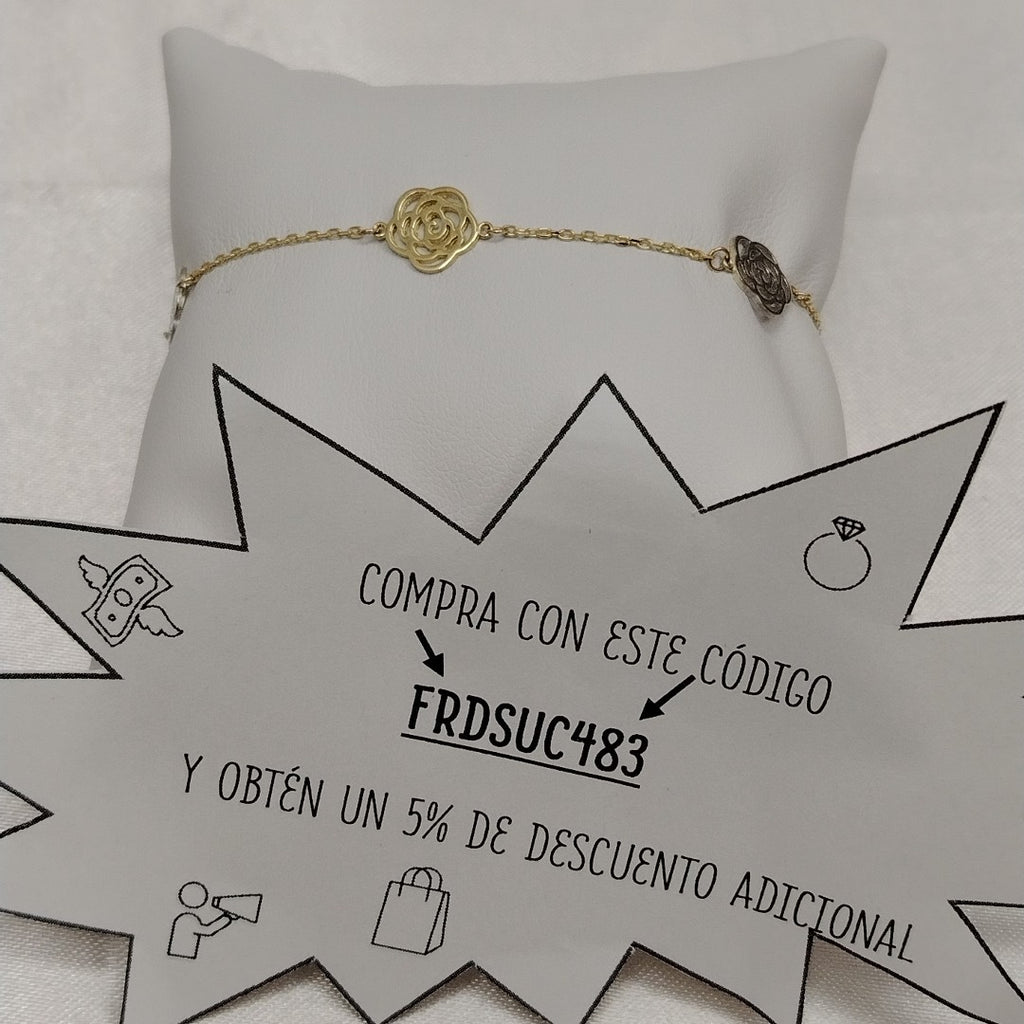 PULSERAS TEJIDO ESPECIAL C/DIJE ORO 10K 18 CM 1.7 GR (NUEVO)