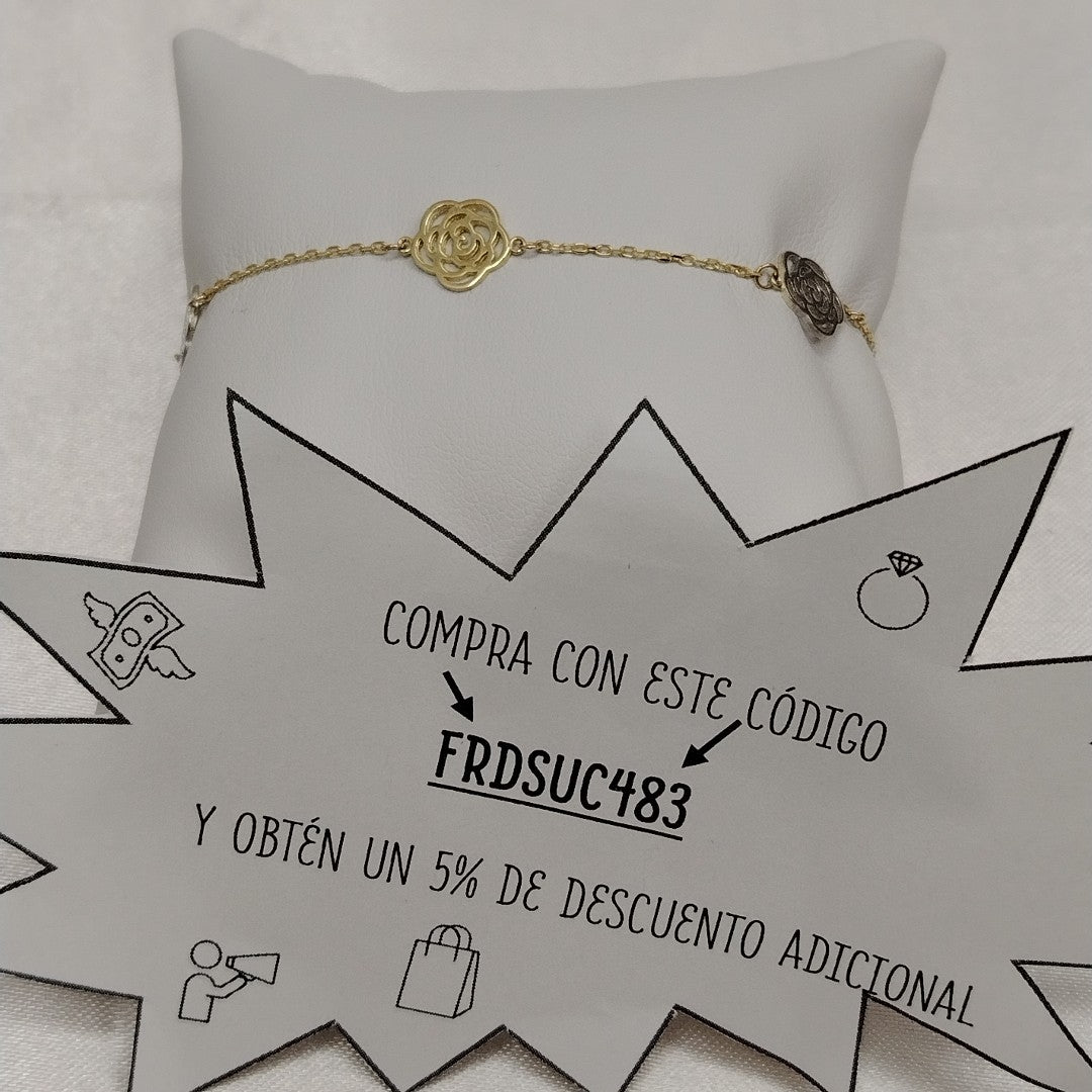 PULSERAS TEJIDO ESPECIAL C/DIJE ORO 10K 18 CM 1.7 GR (NUEVO)