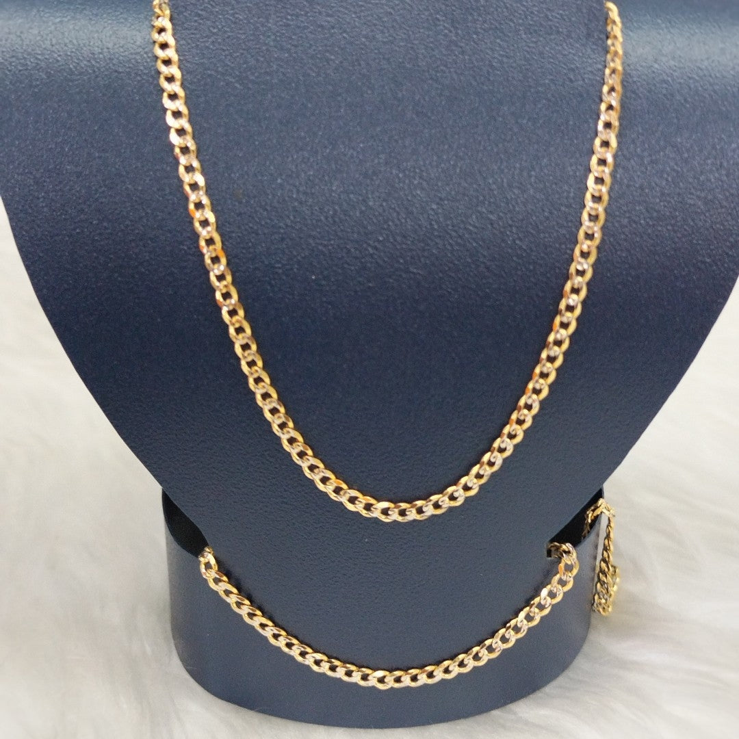 CADENAS BARBADA DIAMANTADA ORO 14K 55 CM 5.7 GR (NUEVO)
