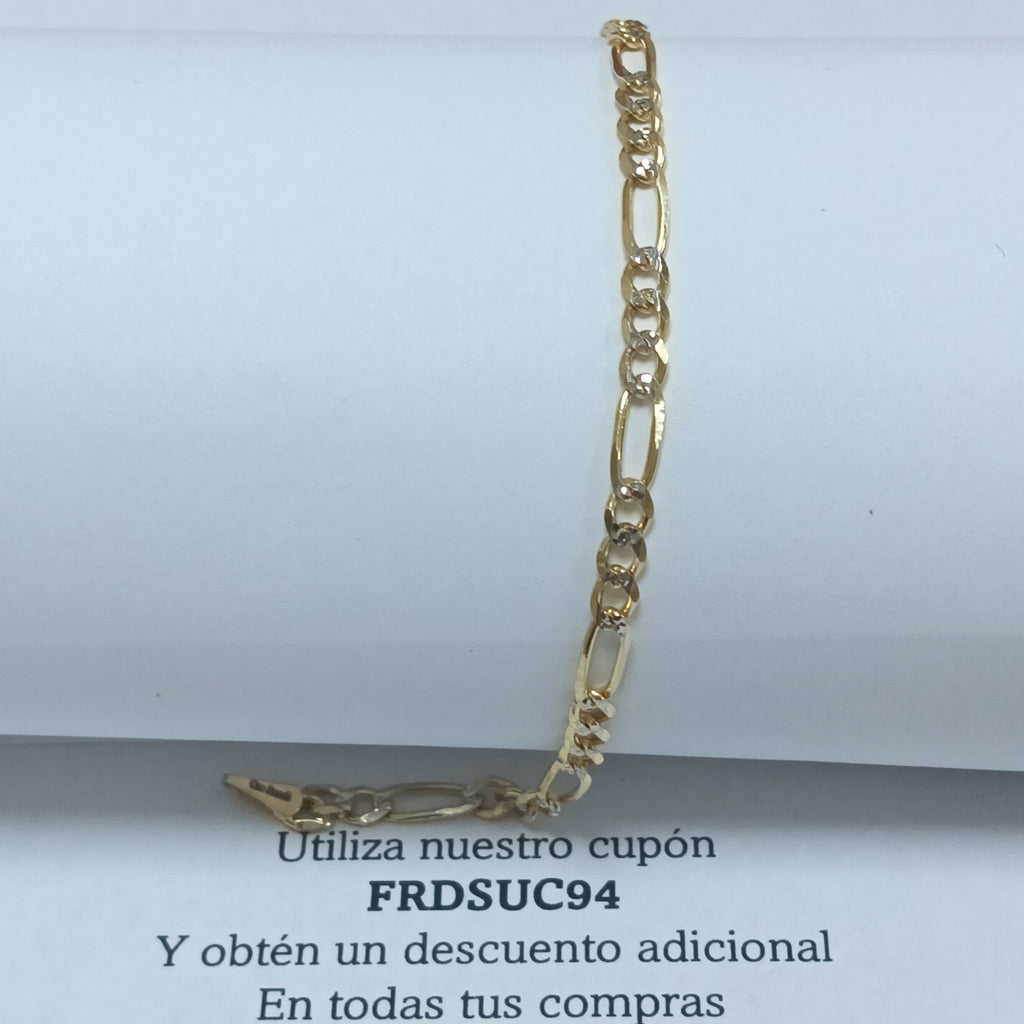 PULSERAS 3X1 DIAMANTADA ORO 14K 18 CM 3 GR (NUEVO)