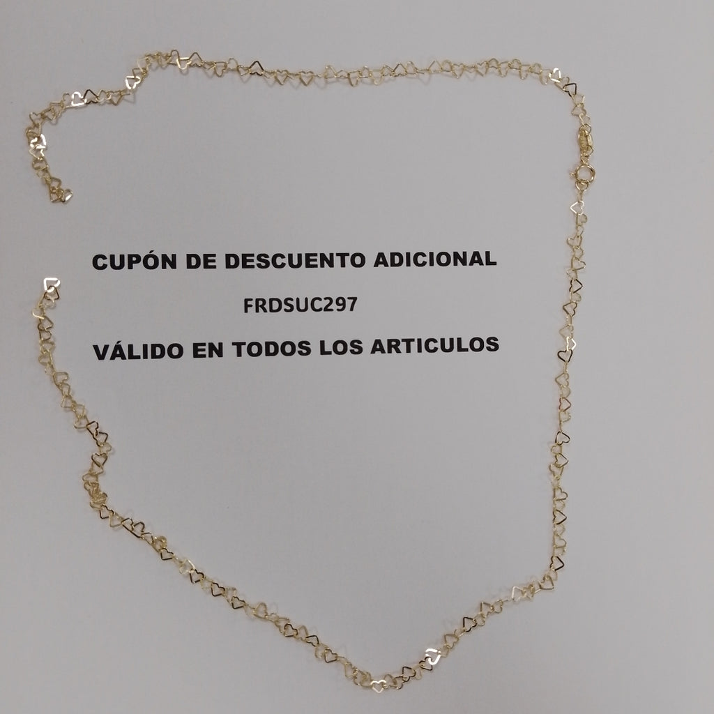 CADENAS TEJIDO CORAZONES ORO 10K 50 CM 2.5 GR (NUEVO)