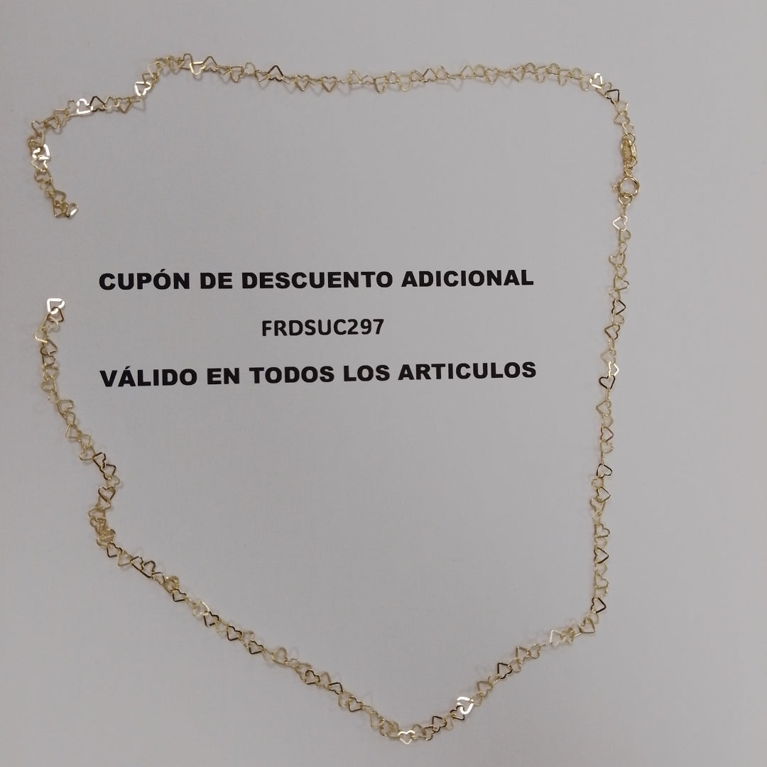 CADENAS TEJIDO CORAZONES ORO 10K 50 CM 2.5 GR (NUEVO)