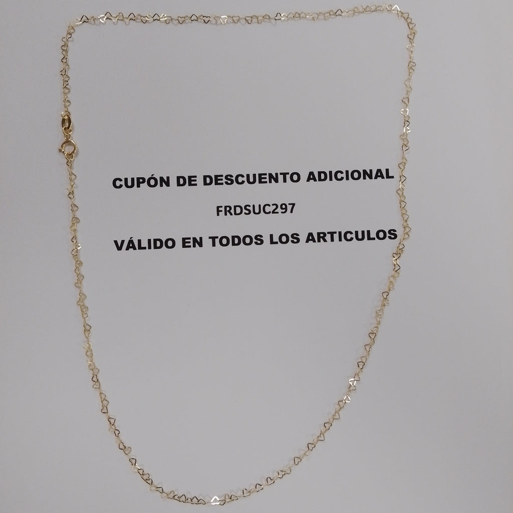 CADENAS TEJIDO CORAZONES ORO 10K 50 CM 1.5 GR (NUEVO)